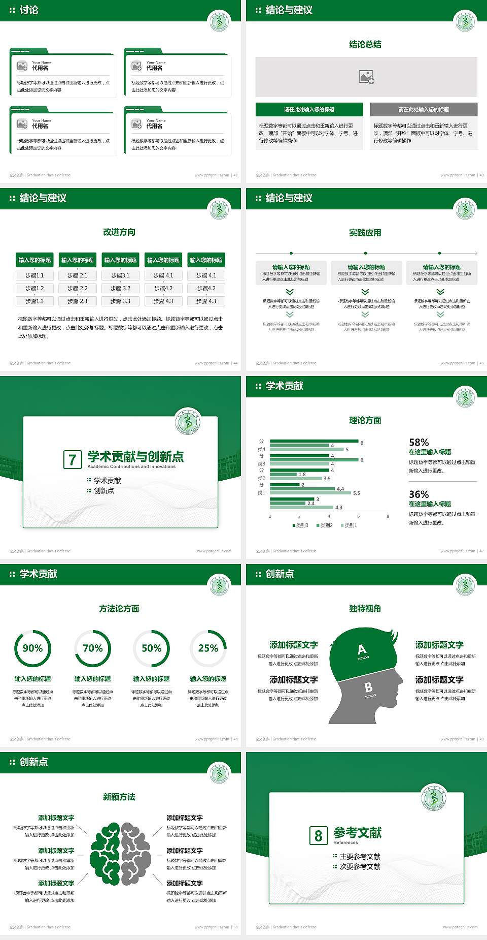 皖南医学院论文答辩标准PPT模板4:3格式幻灯片预览图6