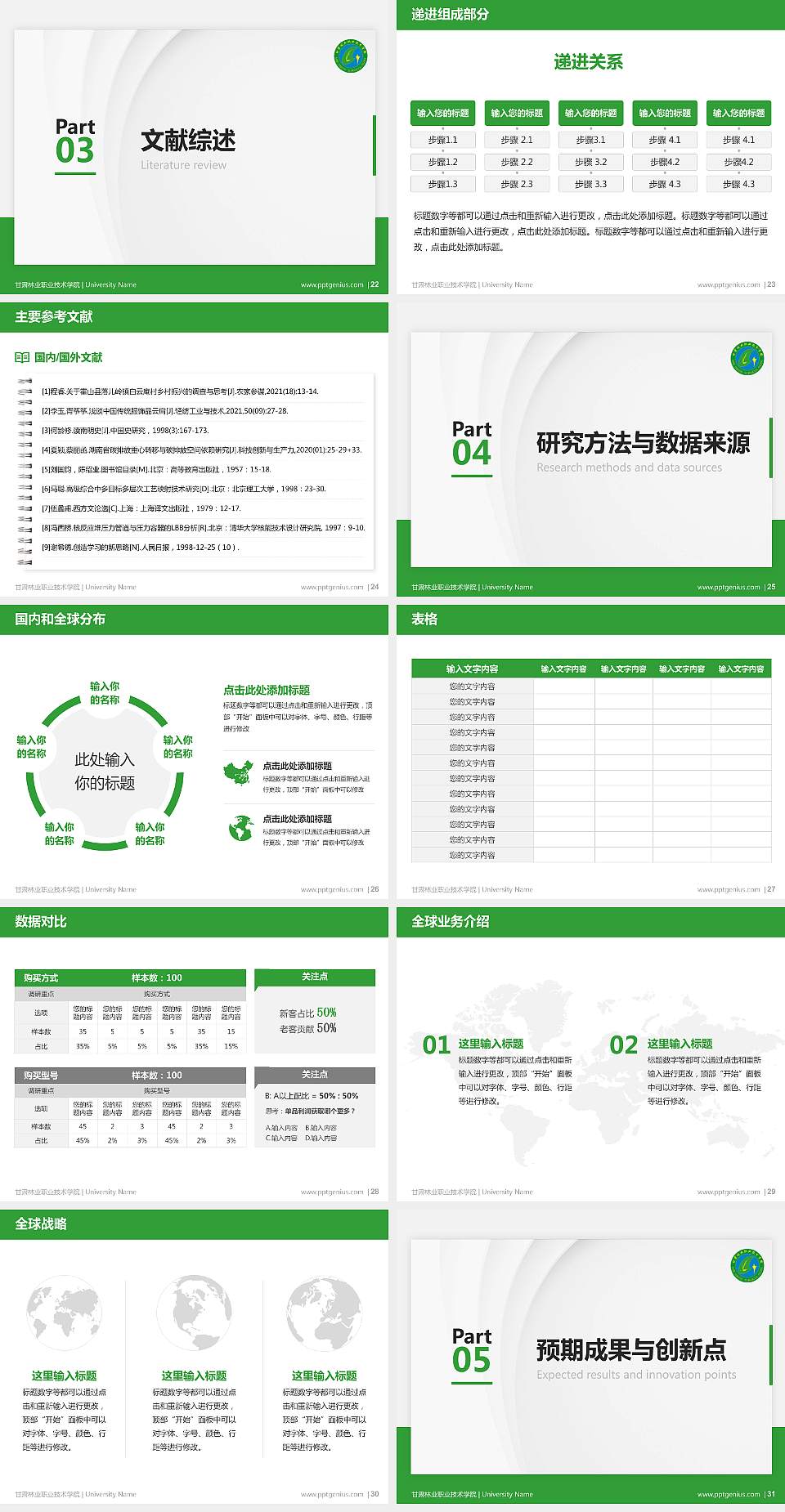 甘肃林业职业技术学院硕士研究生/本科生毕业论文答辩/开题报告通用PPT模板下载4:3格式幻灯片预览图4