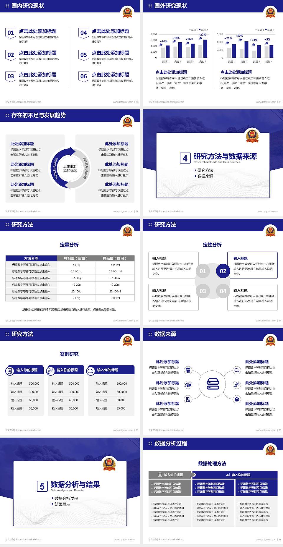 中国人民武装警察部队指挥学院论文答辩标准PPT模板4:3格式幻灯片预览图4