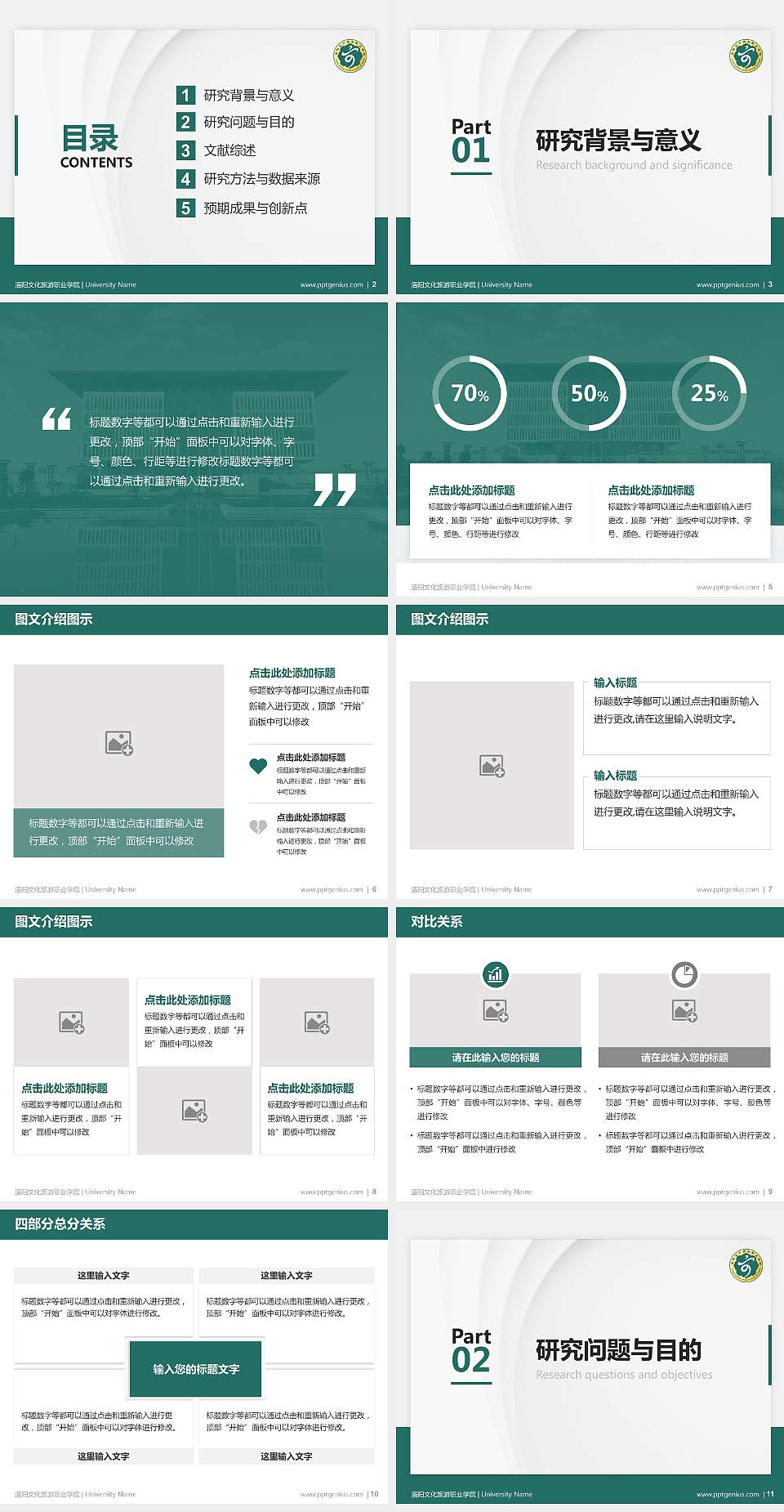 洛阳文化旅游职业学院硕士研究生/本科生毕业论文答辩/开题报告通用PPT模板下载4:3格式幻灯片预览图2