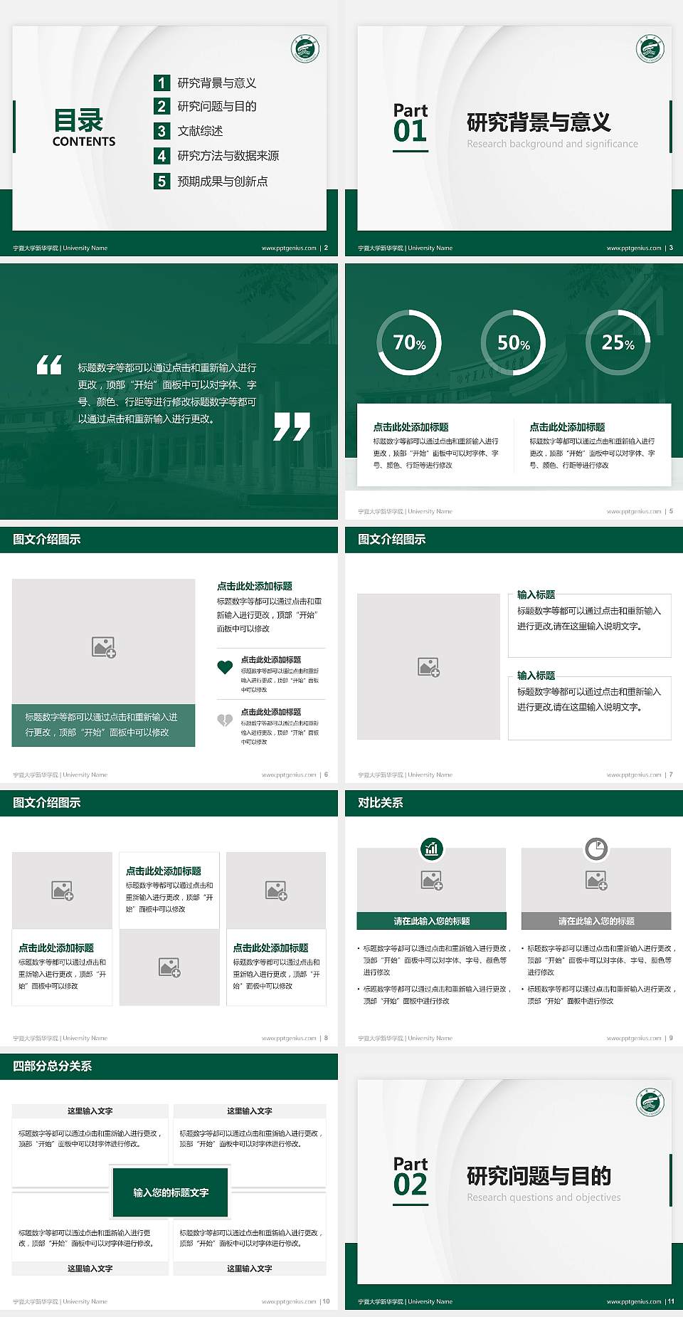 宁夏大学新华学院硕士研究生/本科生毕业论文答辩/开题报告通用PPT模板下载4:3格式幻灯片预览图2