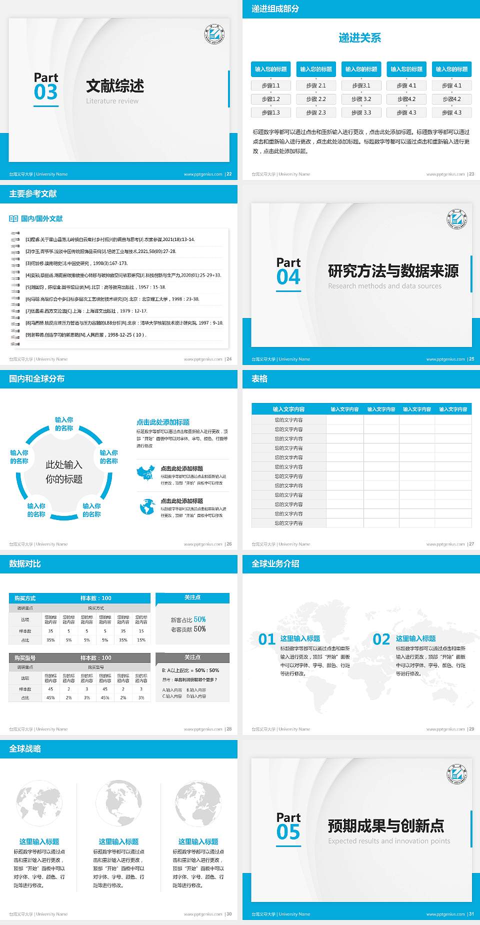 台湾义守大学硕士研究生/本科生毕业论文答辩/开题报告通用PPT模板下载4:3格式幻灯片预览图4