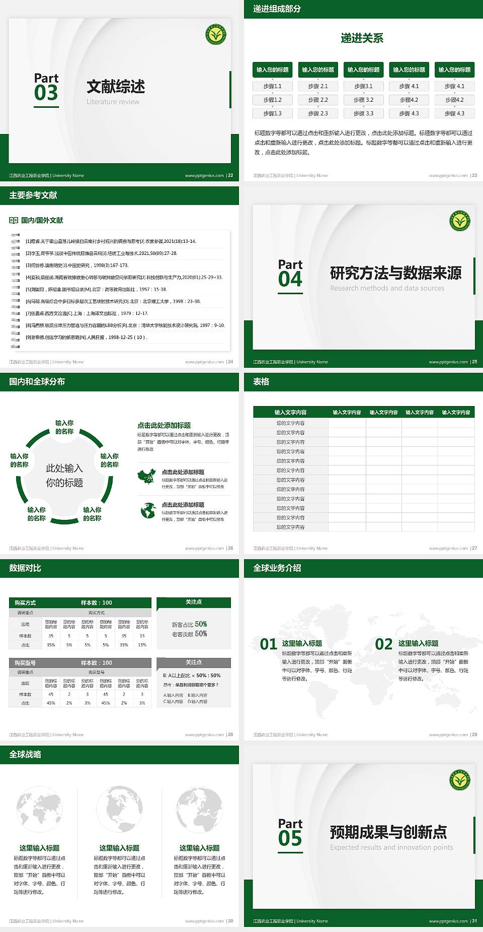江西农业工程职业学院硕士研究生/本科生毕业论文答辩/开题报告通用PPT模板下载4:3格式幻灯片预览图4