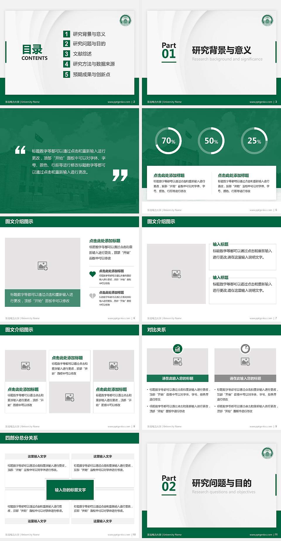 东北电力大学硕士研究生/本科生毕业论文答辩/开题报告通用PPT模板下载4:3格式幻灯片预览图2