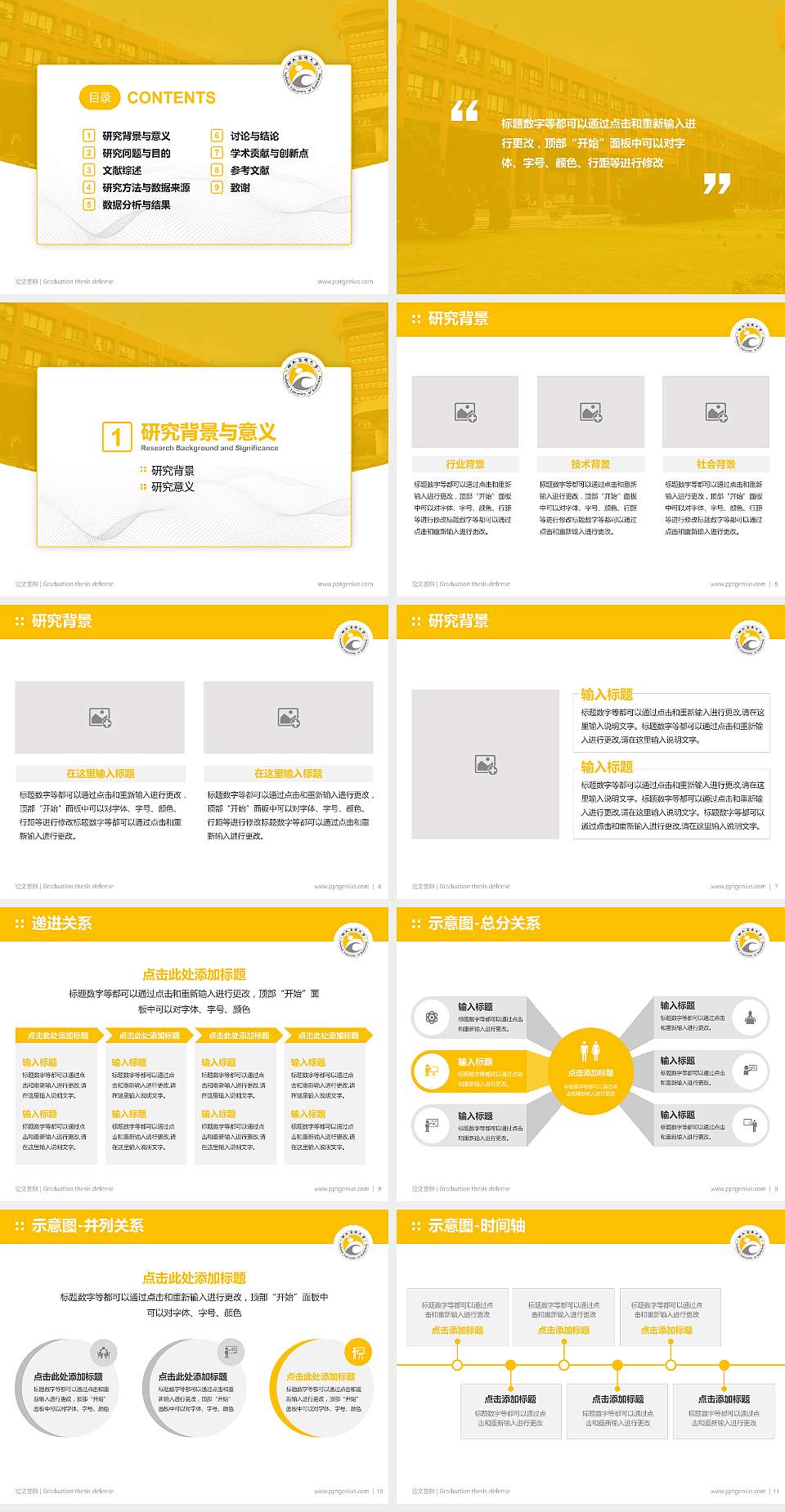 台湾高雄大学论文答辩标准PPT模板4:3格式幻灯片预览图2