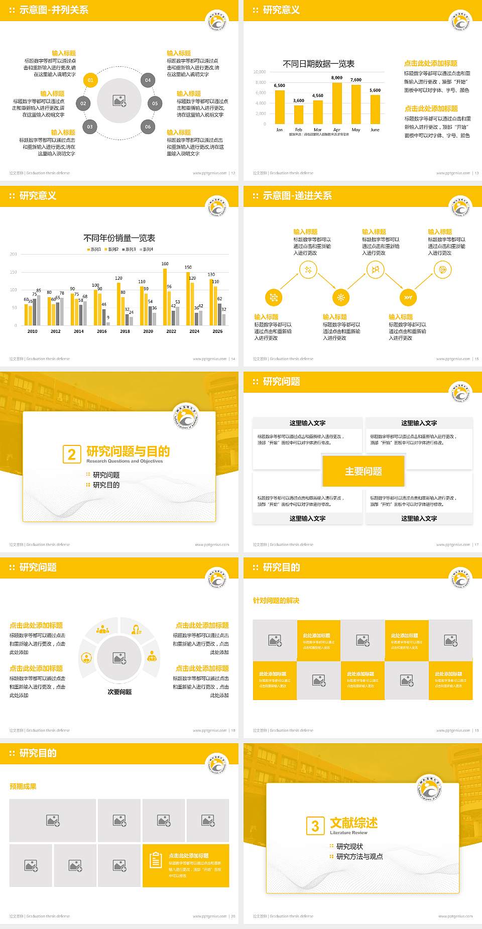 台湾高雄大学论文答辩标准PPT模板4:3格式幻灯片预览图3