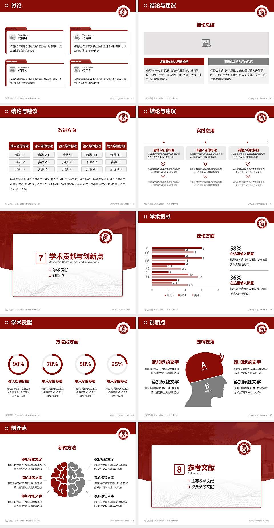 民办南华工商学院论文答辩标准PPT模板4:3格式幻灯片预览图6