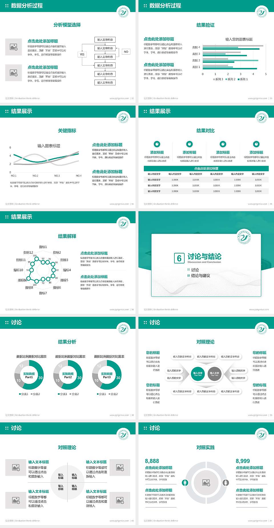 惠州卫生职业技术学院论文答辩标准PPT模板4:3格式幻灯片预览图5