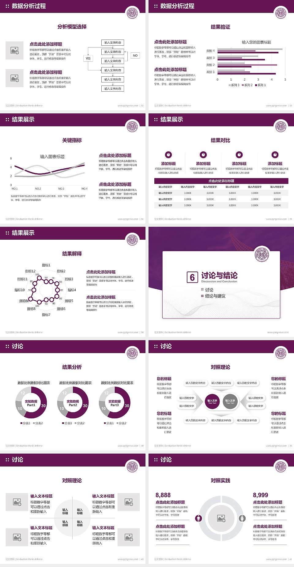 南开大学滨海学院论文答辩标准PPT模板4:3格式幻灯片预览图5