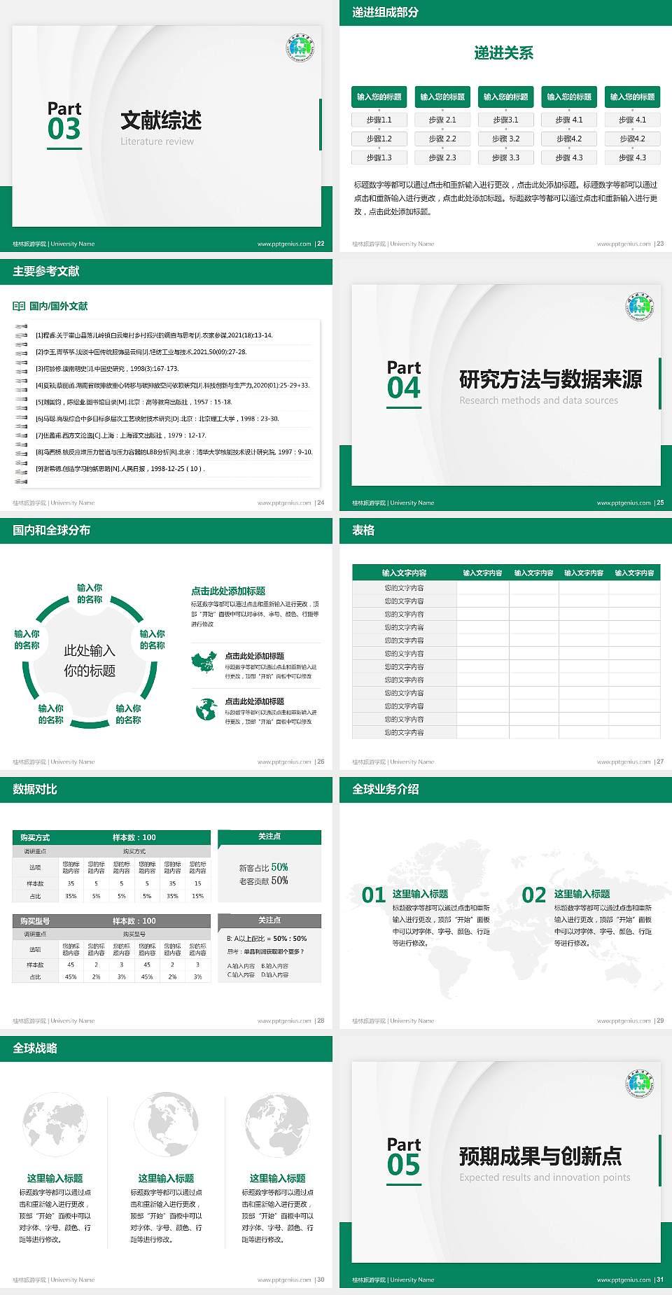 桂林旅游学院硕士研究生/本科生毕业论文答辩/开题报告通用PPT模板下载4:3格式幻灯片预览图4