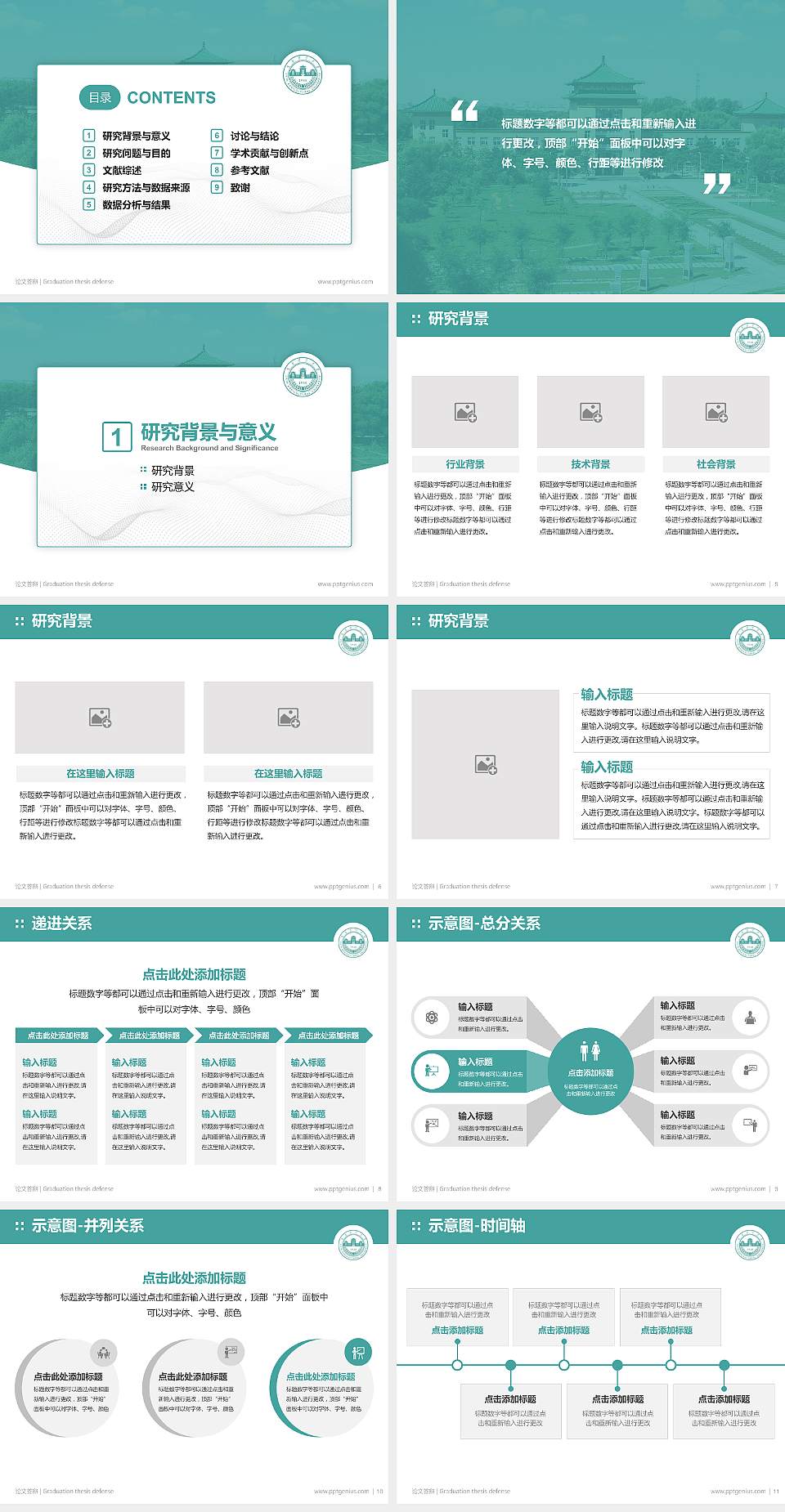 吉林农业大学论文答辩标准PPT模板4:3格式幻灯片预览图2
