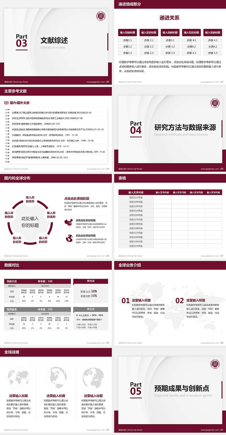 深圳大学硕士研究生/本科生毕业论文答辩/开题报告通用PPT模板下载4:3格式幻灯片预览图4
