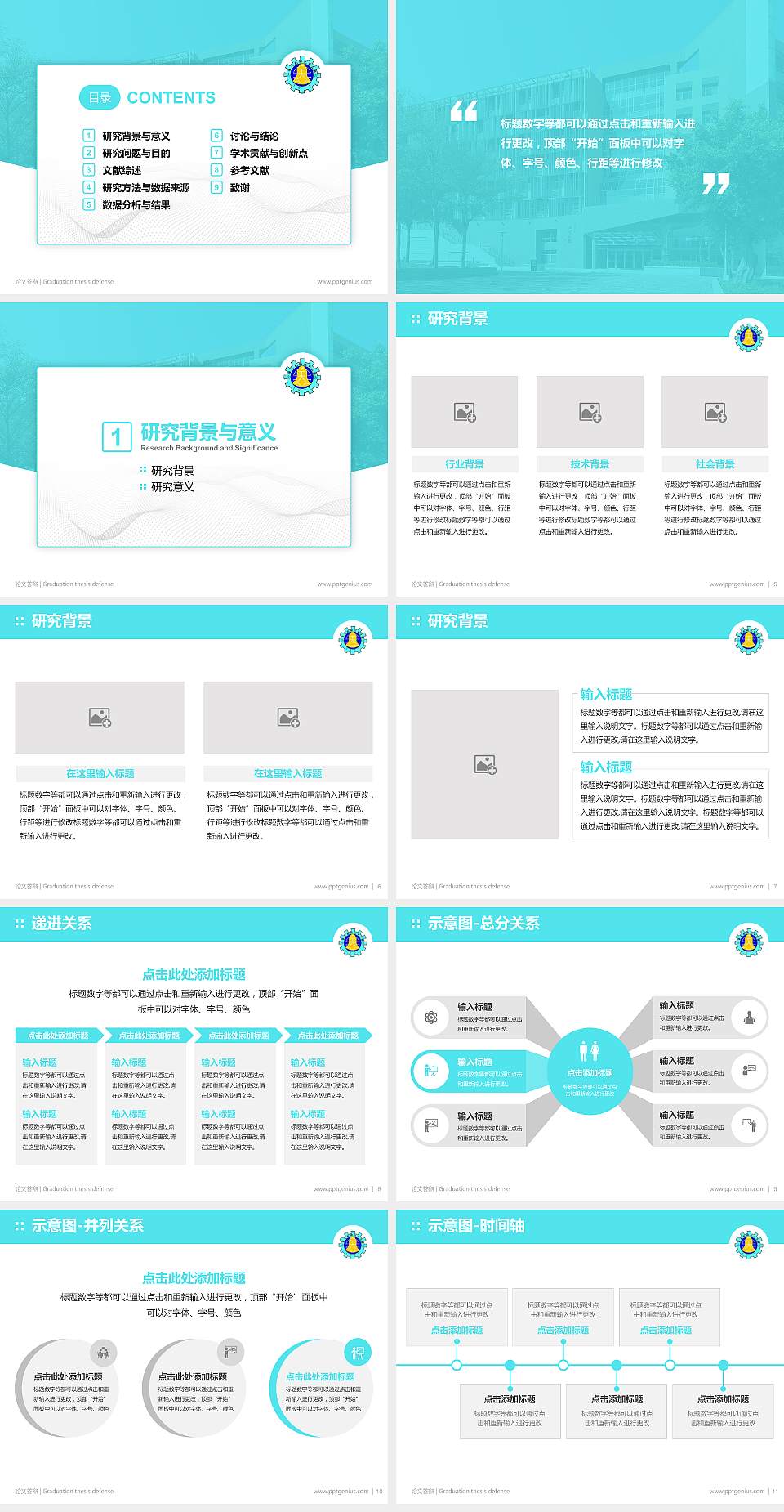 彰化师范大学论文答辩标准PPT模板4:3格式幻灯片预览图2