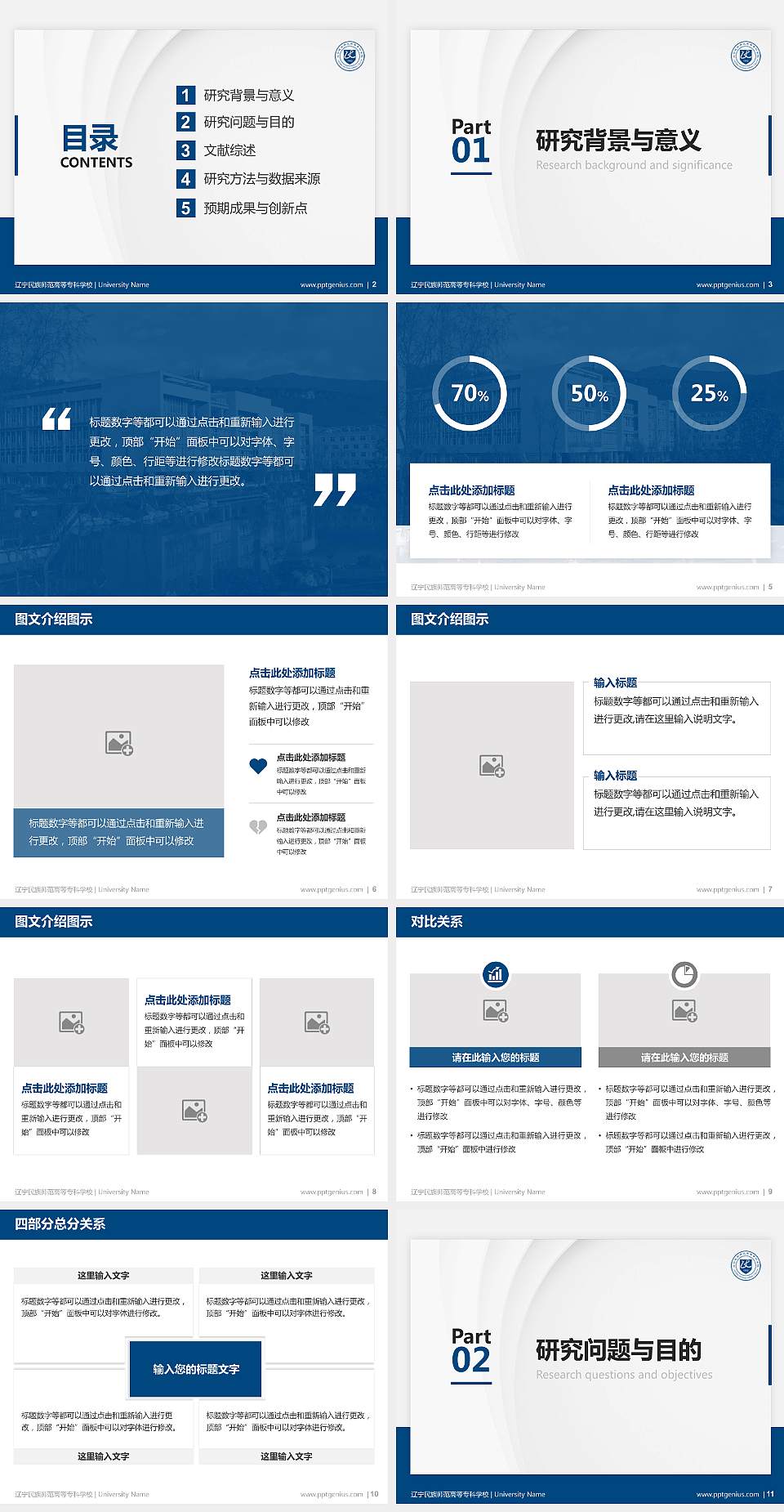 辽宁民族师范高等专科学校硕士研究生/本科生毕业论文答辩/开题报告通用PPT模板下载4:3格式幻灯片预览图2