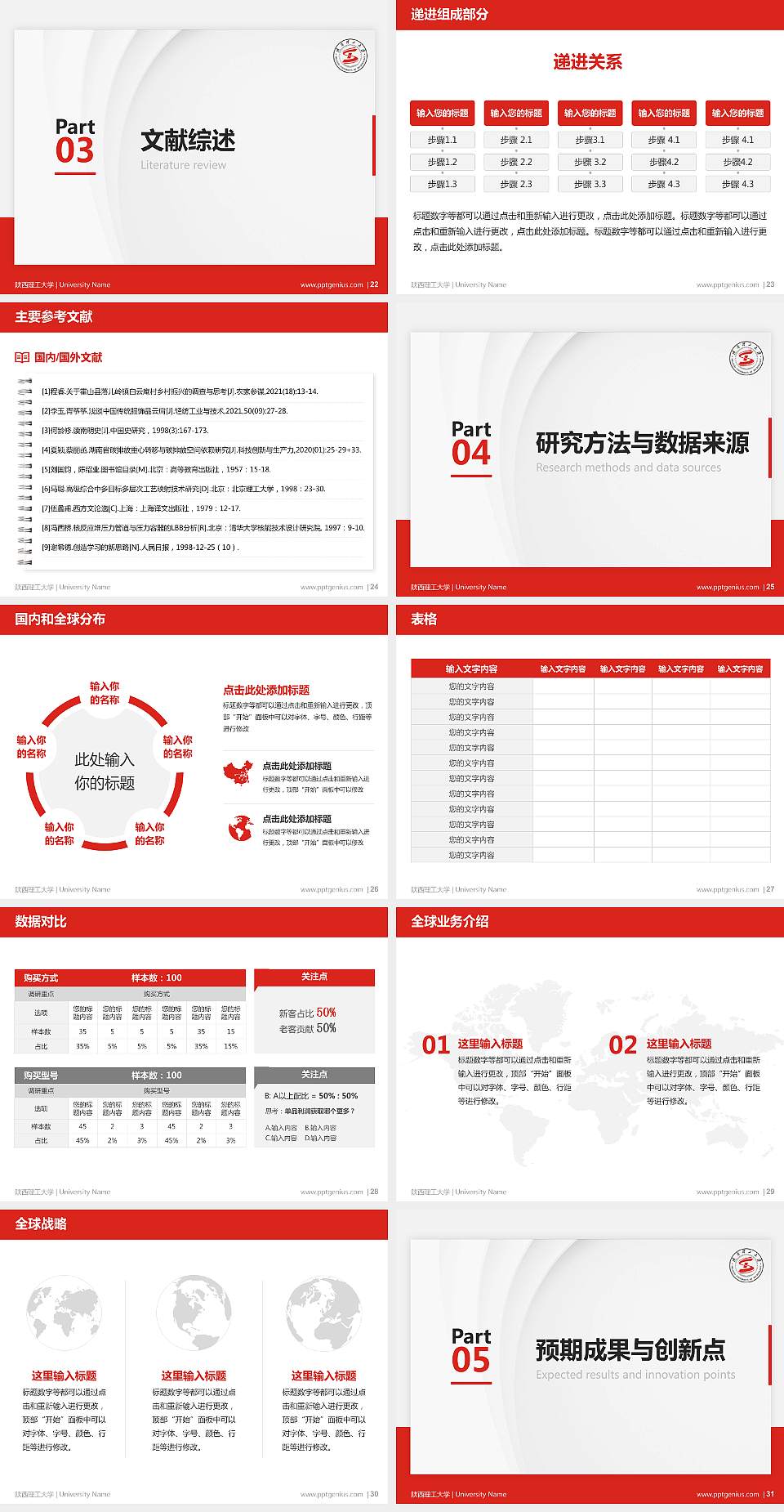 陕西理工大学硕士研究生/本科生毕业论文答辩/开题报告通用PPT模板下载4:3格式幻灯片预览图4