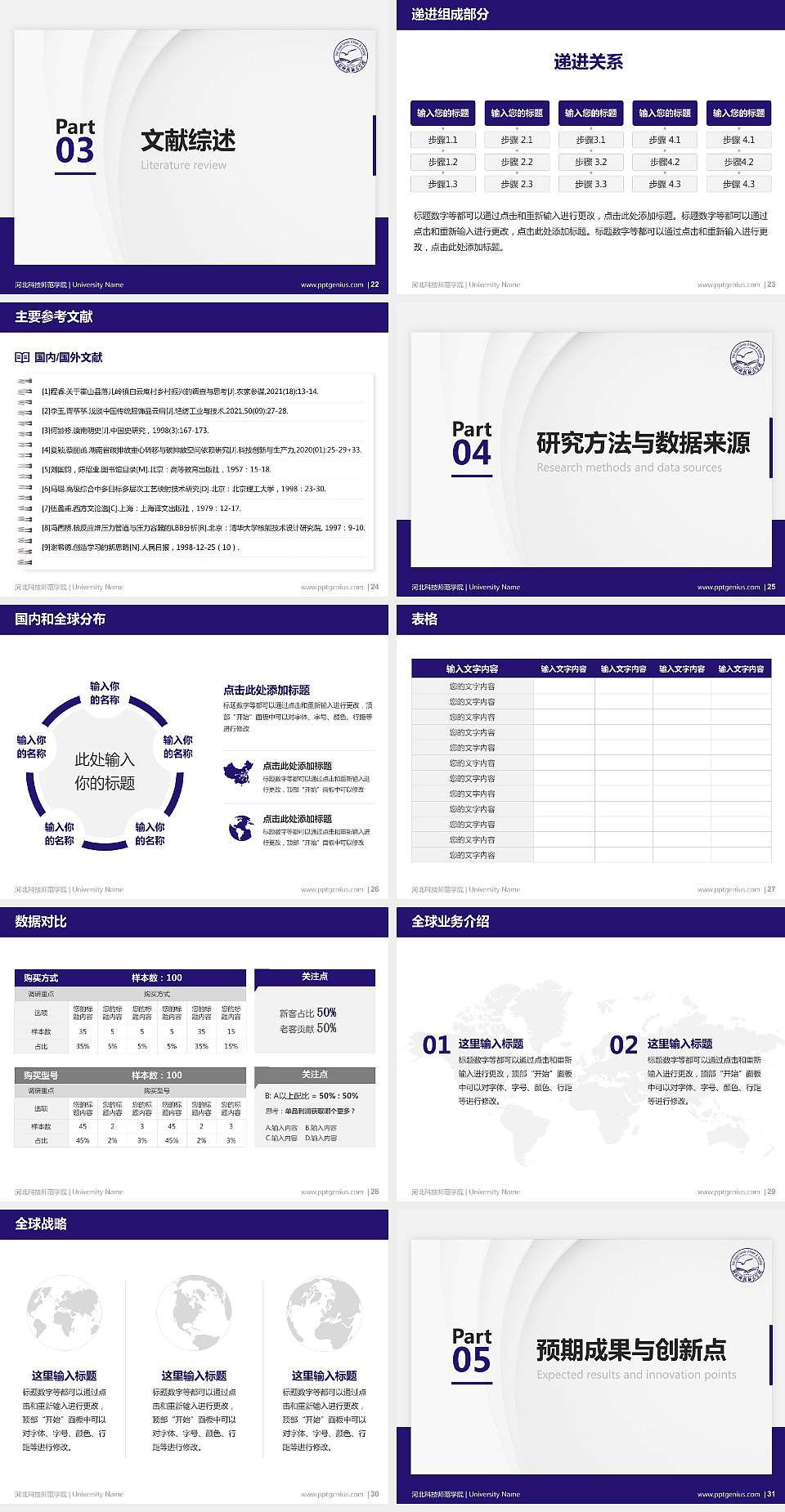 河北科技师范学院硕士研究生/本科生毕业论文答辩/开题报告通用PPT模板下载4:3格式幻灯片预览图4
