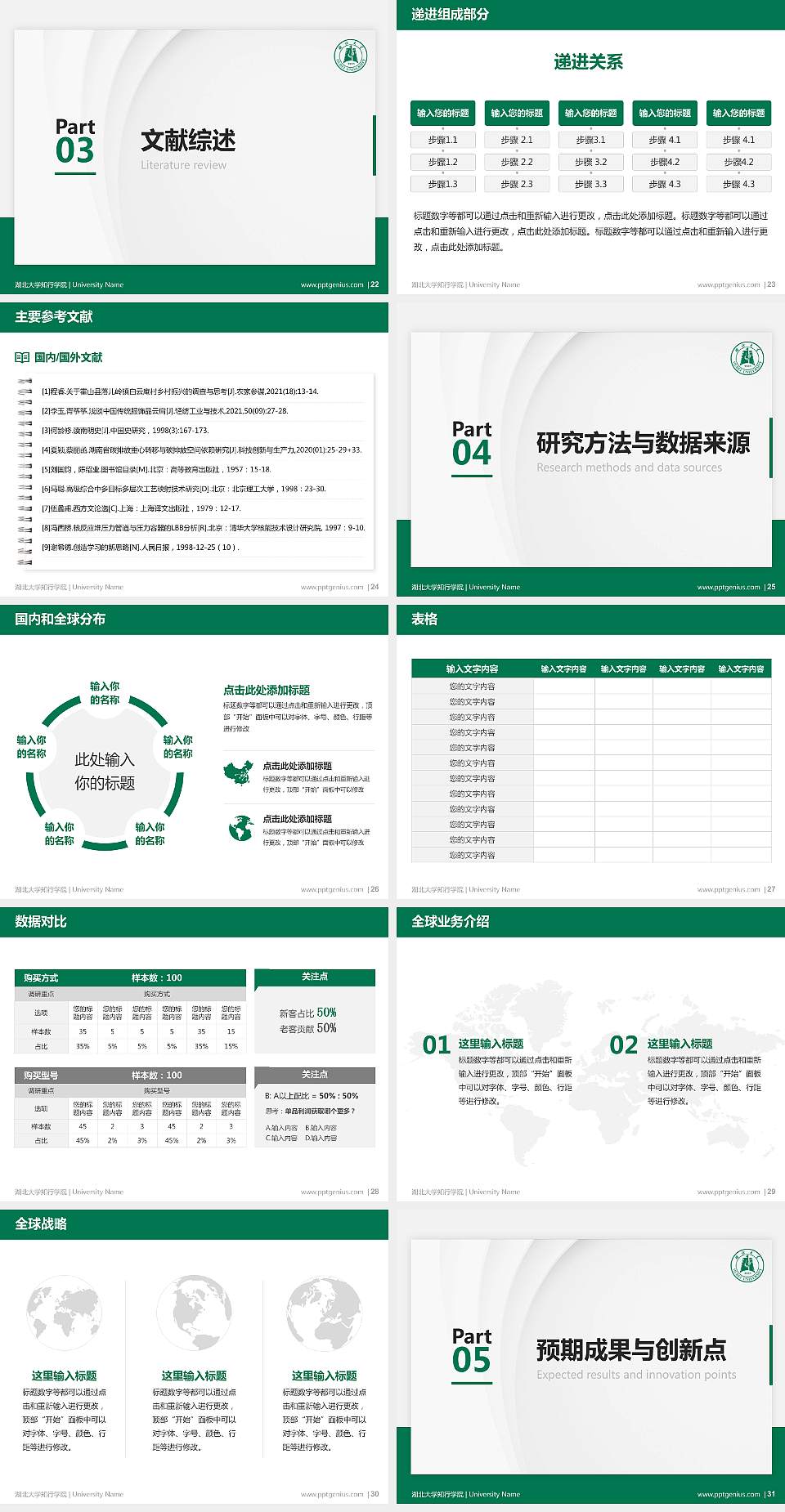 湖北大学知行学院硕士研究生/本科生毕业论文答辩/开题报告通用PPT模板下载4:3格式幻灯片预览图4