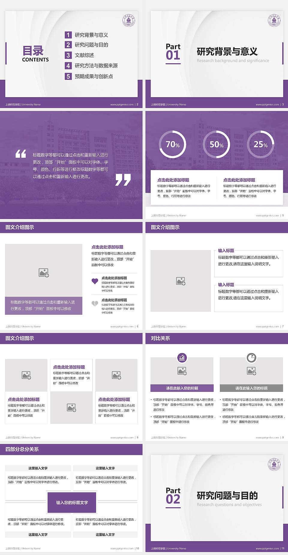 上饶师范学院硕士研究生/本科生毕业论文答辩/开题报告通用PPT模板下载4:3格式幻灯片预览图2