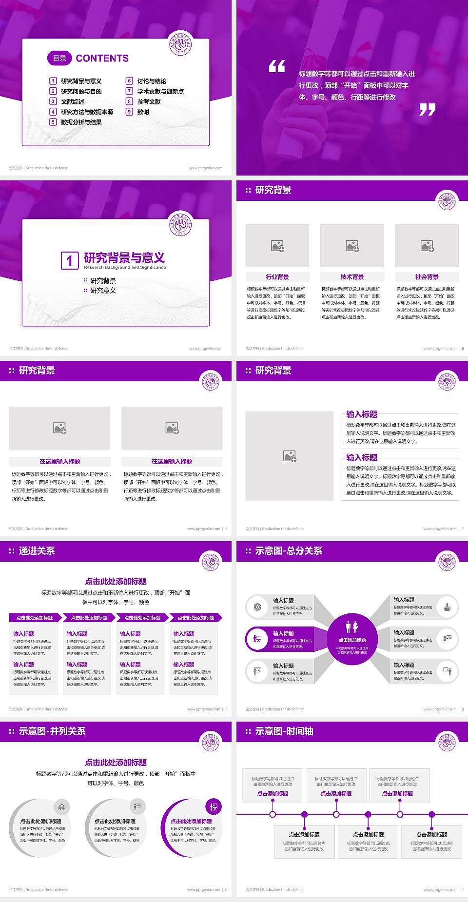 天津职业技术师范大学论文答辩标准PPT模板4:3格式幻灯片预览图2