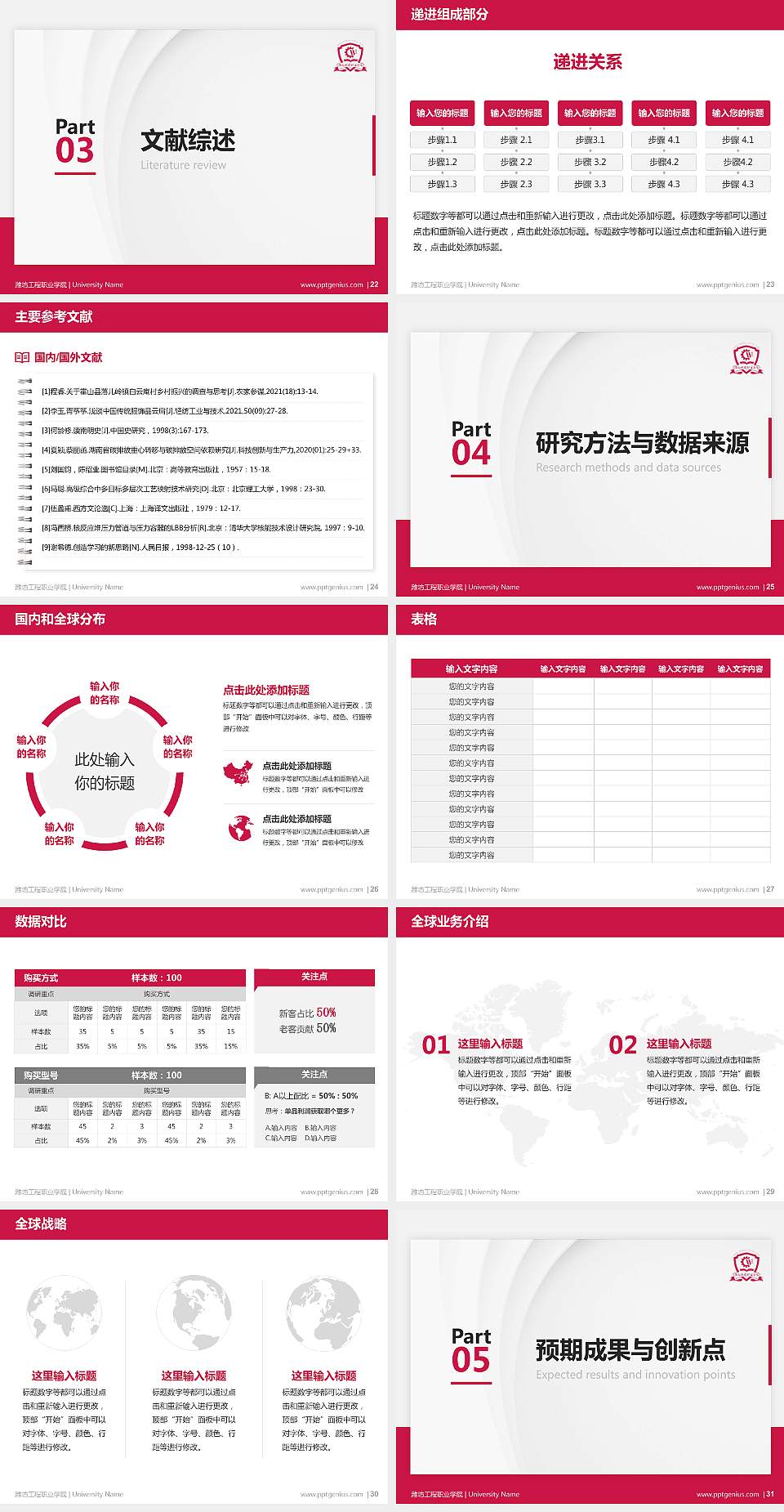 潍坊工程职业学院硕士研究生/本科生毕业论文答辩/开题报告通用PPT模板下载4:3格式幻灯片预览图4
