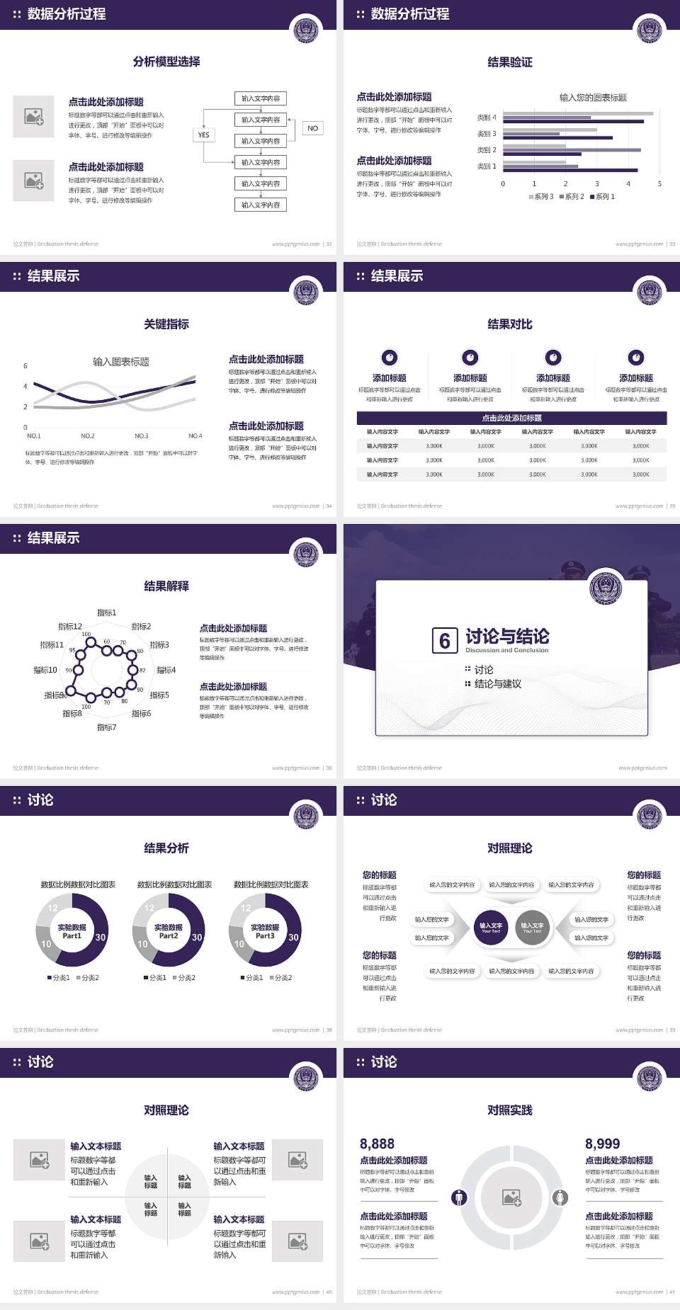 山东警察学院论文答辩标准PPT模板4:3格式幻灯片预览图5