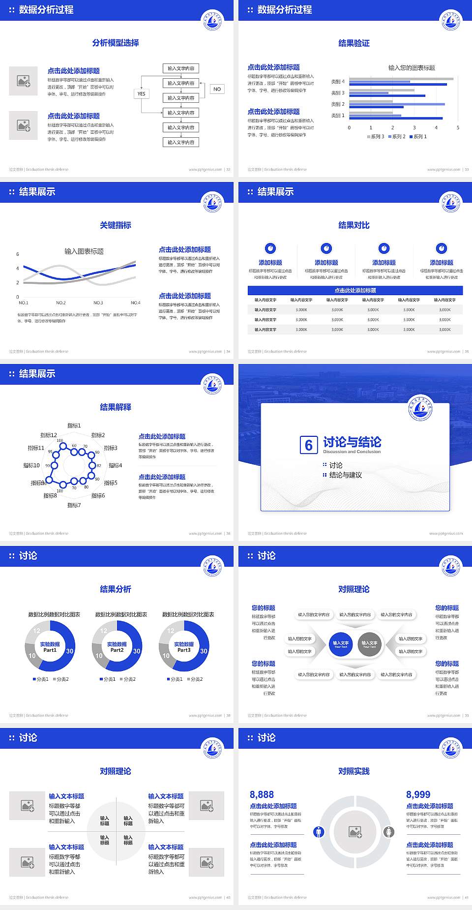 威海海洋职业学院论文答辩标准PPT模板4:3格式幻灯片预览图5