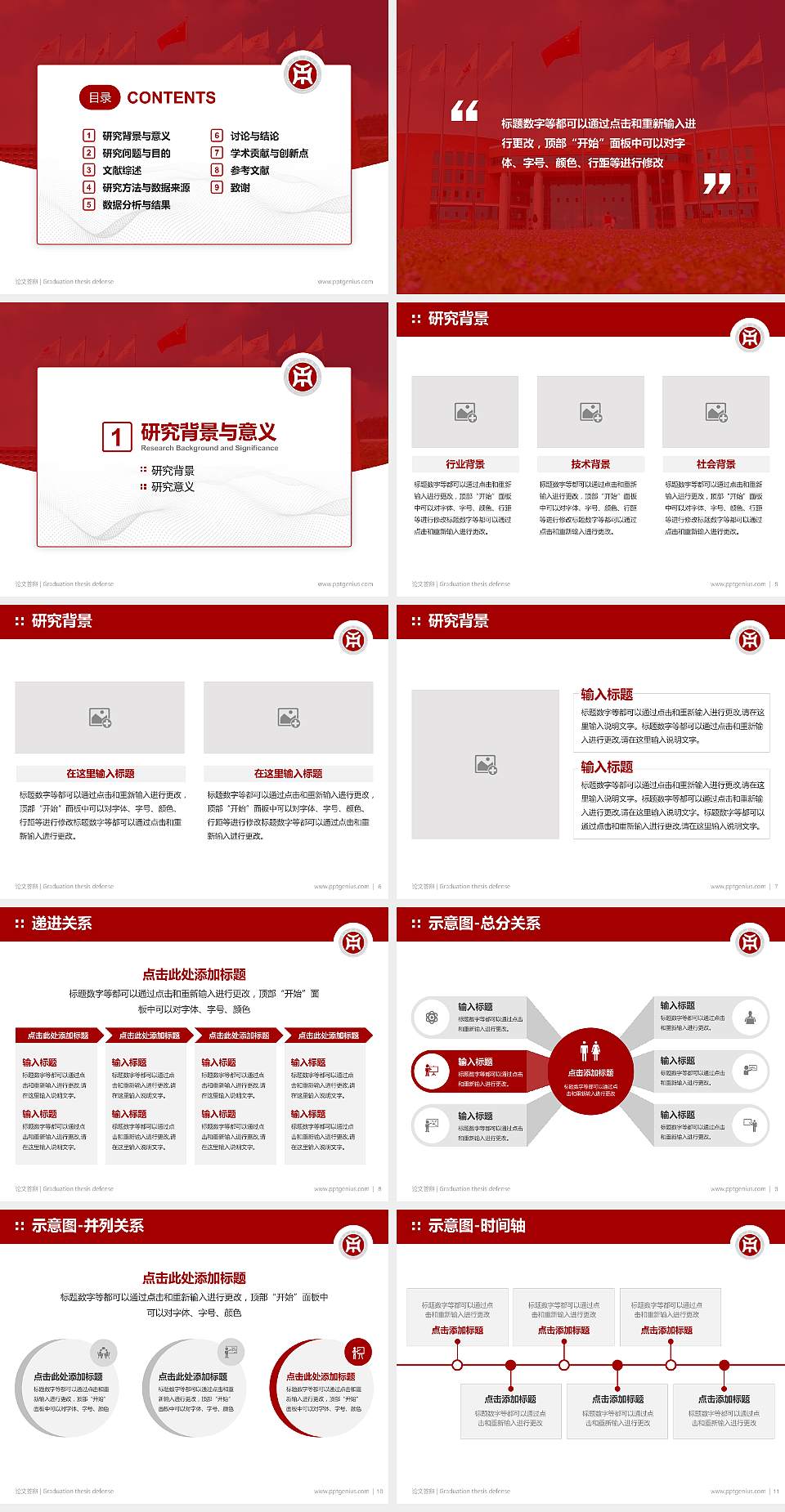 广州华商学院论文答辩标准PPT模板4:3格式幻灯片预览图2