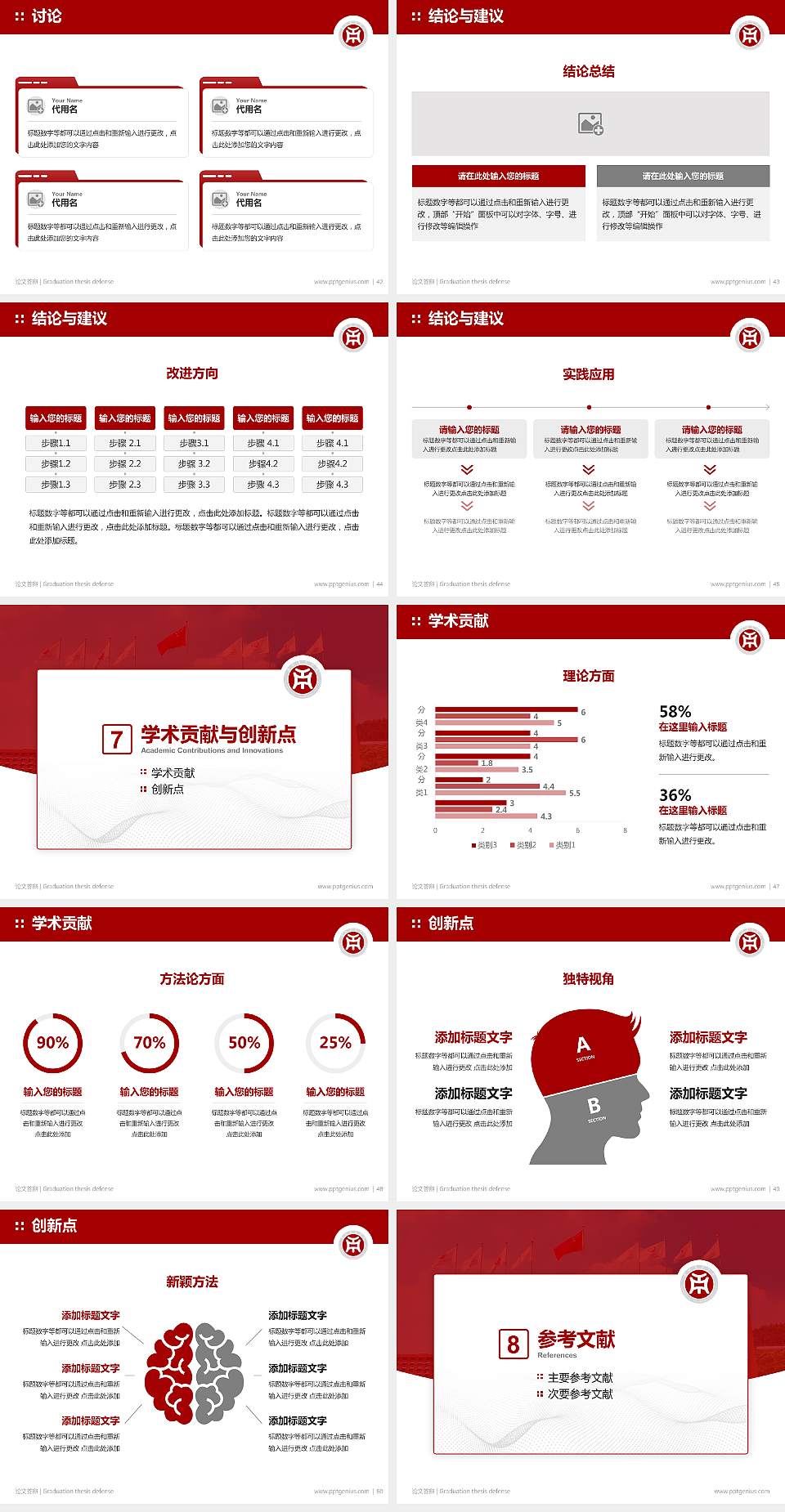 广州华商学院论文答辩标准PPT模板4:3格式幻灯片预览图6