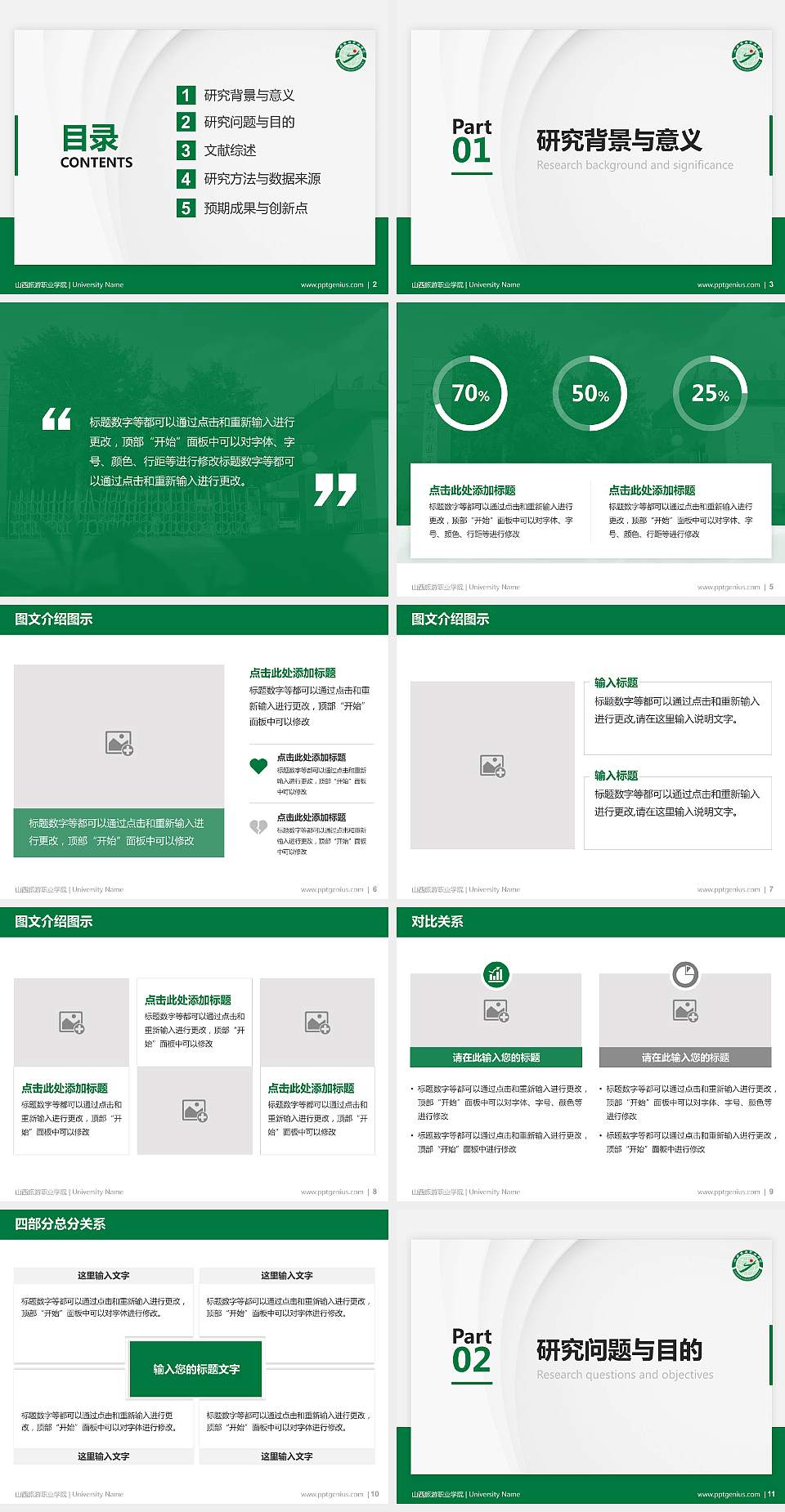 山西旅游职业学院硕士研究生/本科生毕业论文答辩/开题报告通用PPT模板下载4:3格式幻灯片预览图2