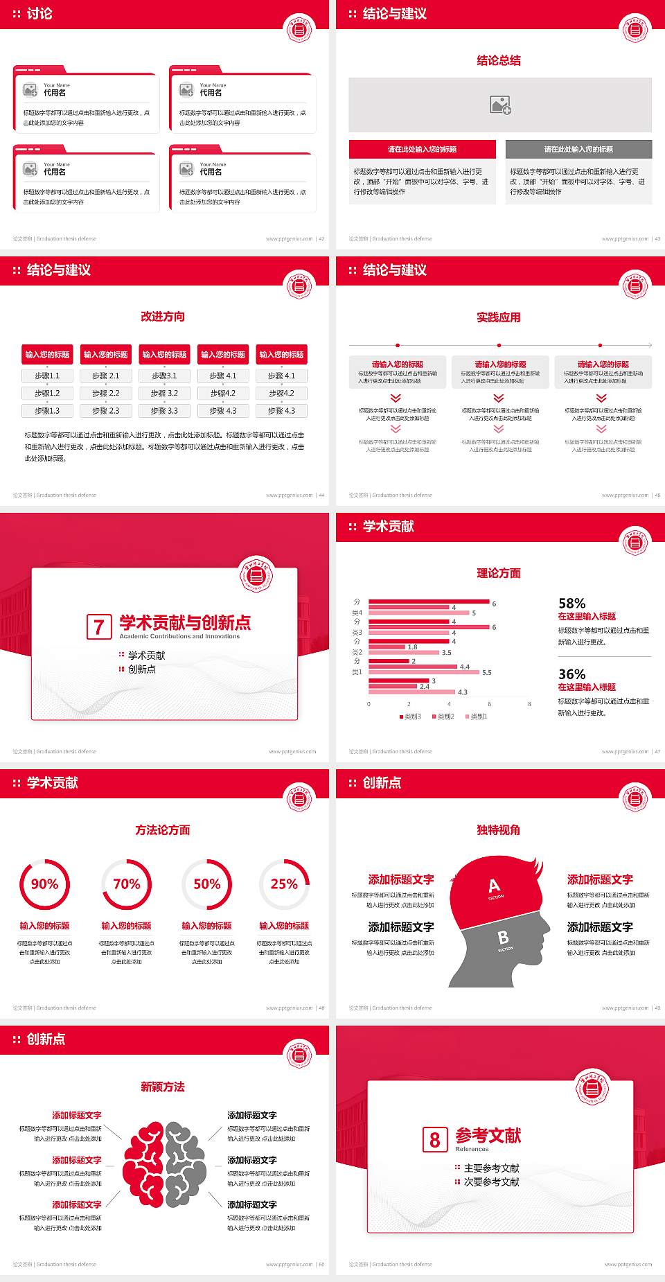 淮北理工学院论文答辩标准PPT模板4:3格式幻灯片预览图6