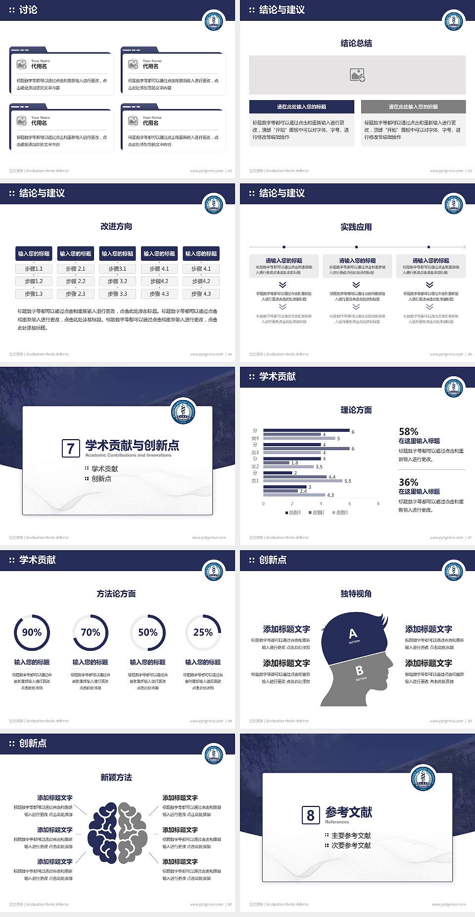 昆明医科大学论文答辩标准PPT模板4:3格式幻灯片预览图6