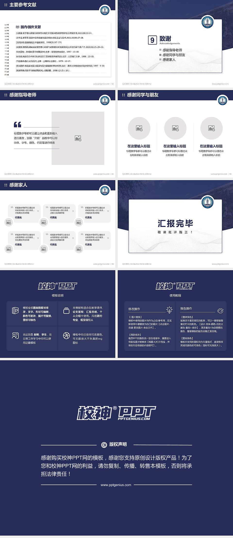 昆明医科大学论文答辩标准PPT模板4:3格式幻灯片预览图7