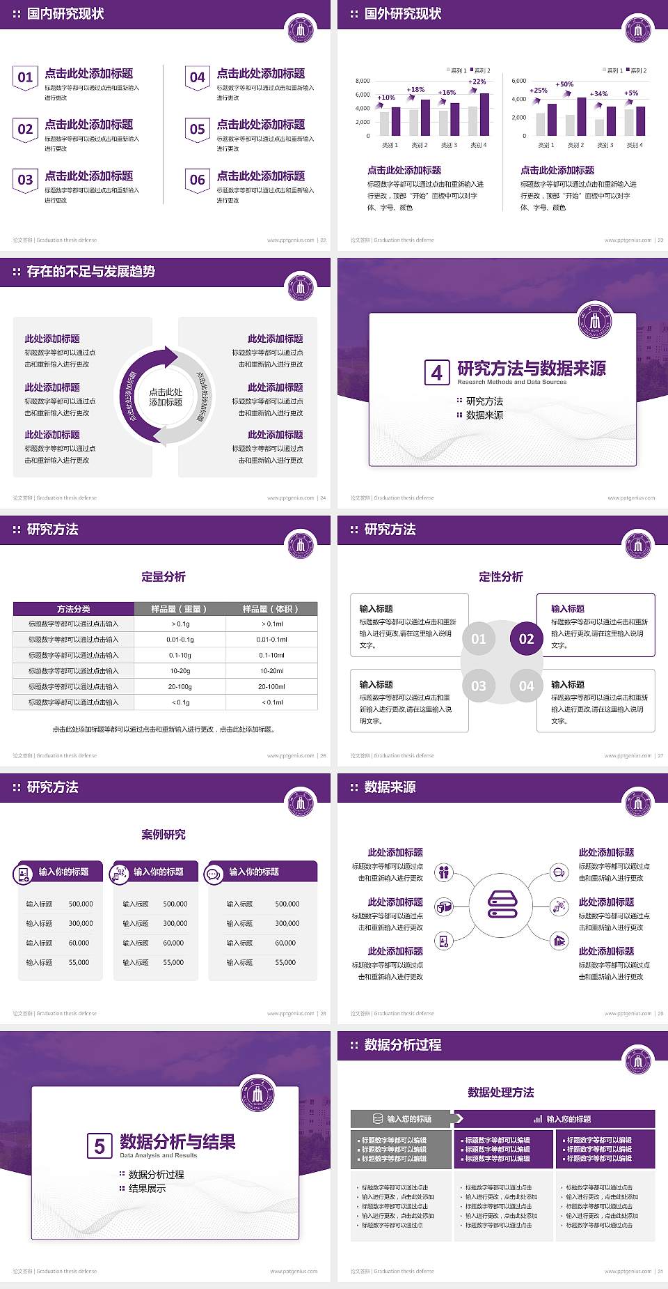 四川大学锦江学院论文答辩标准PPT模板4:3格式幻灯片预览图4