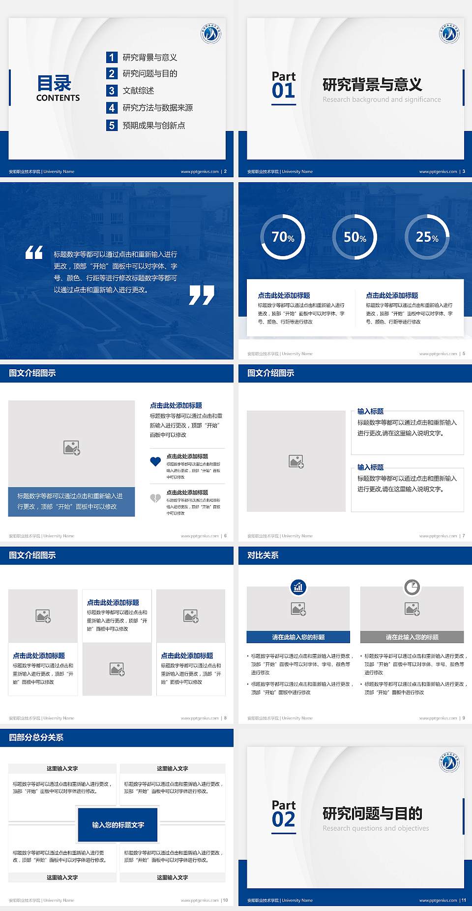 安顺职业技术学院硕士研究生/本科生毕业论文答辩/开题报告通用PPT模板下载4:3格式幻灯片预览图2