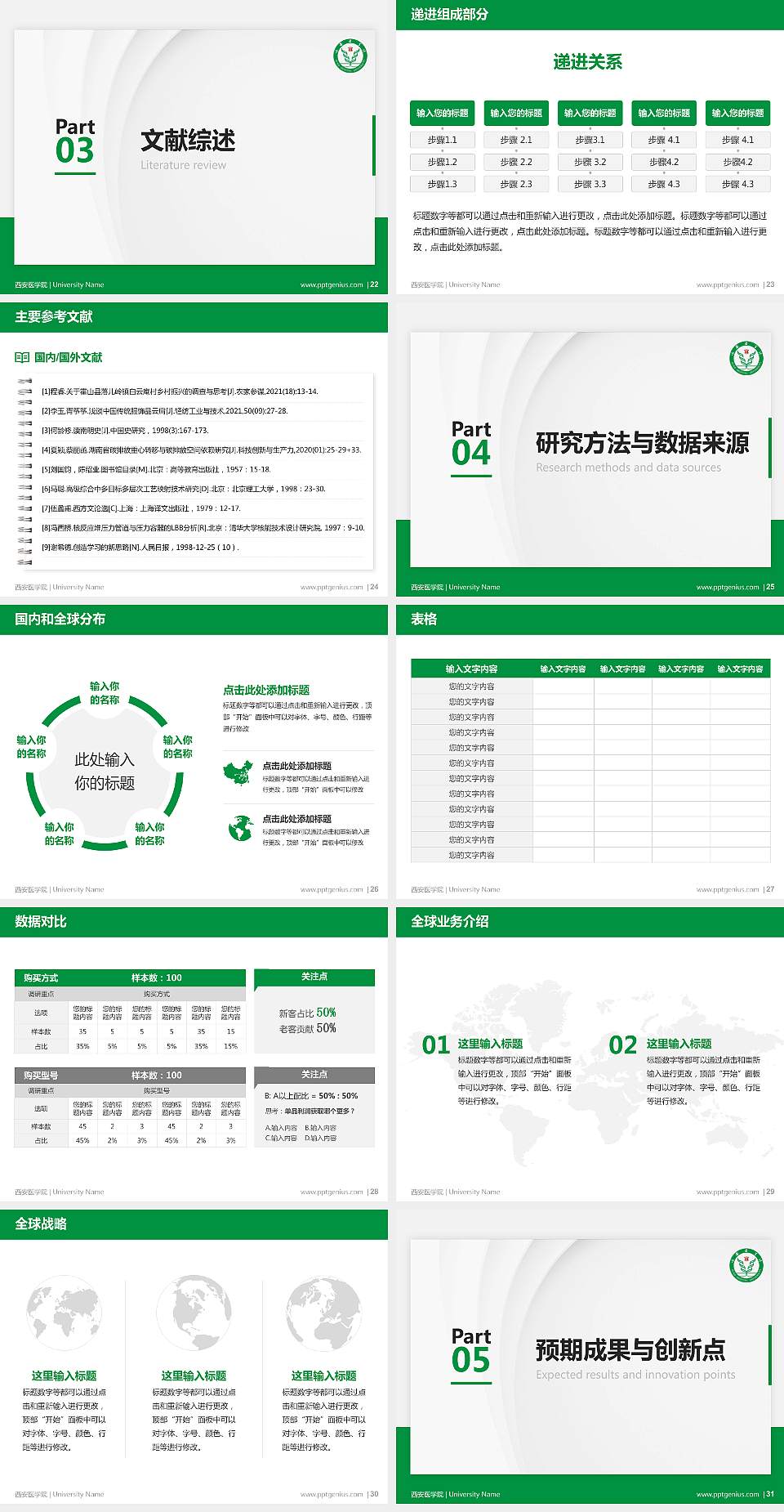 西安医学院硕士研究生/本科生毕业论文答辩/开题报告通用PPT模板下载4:3格式幻灯片预览图4