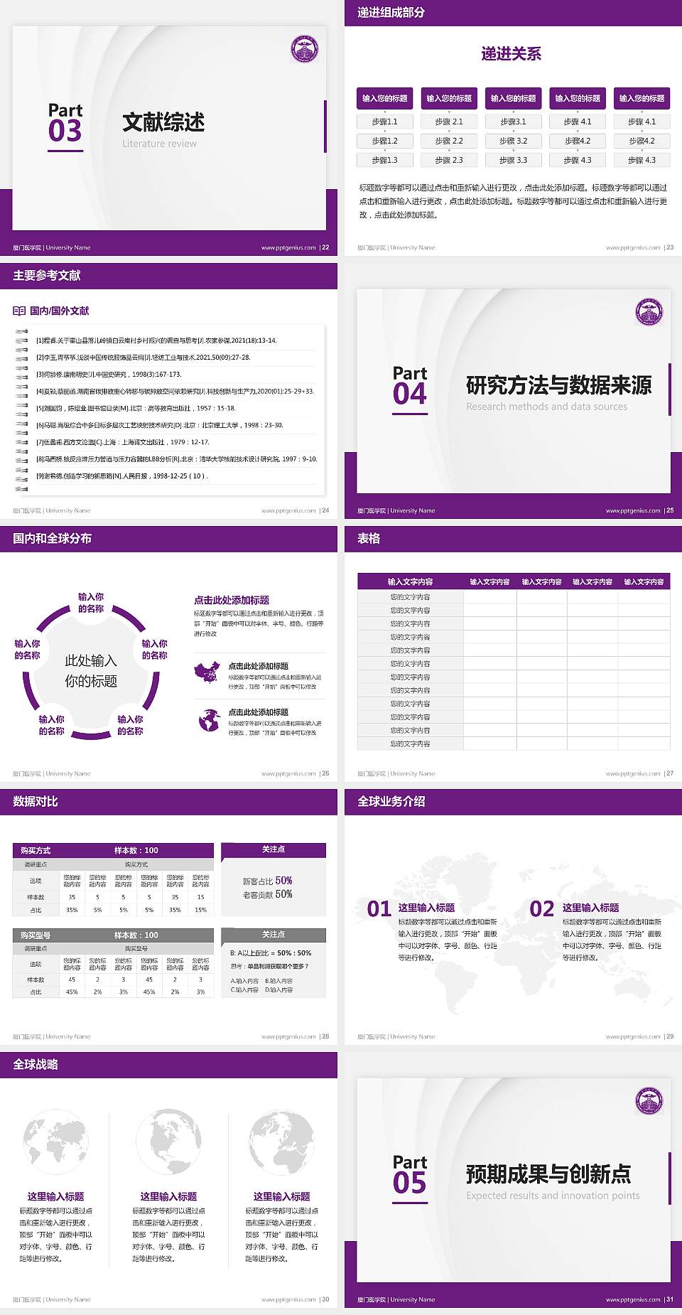 厦门医学院硕士研究生/本科生毕业论文答辩/开题报告通用PPT模板下载4:3格式幻灯片预览图4