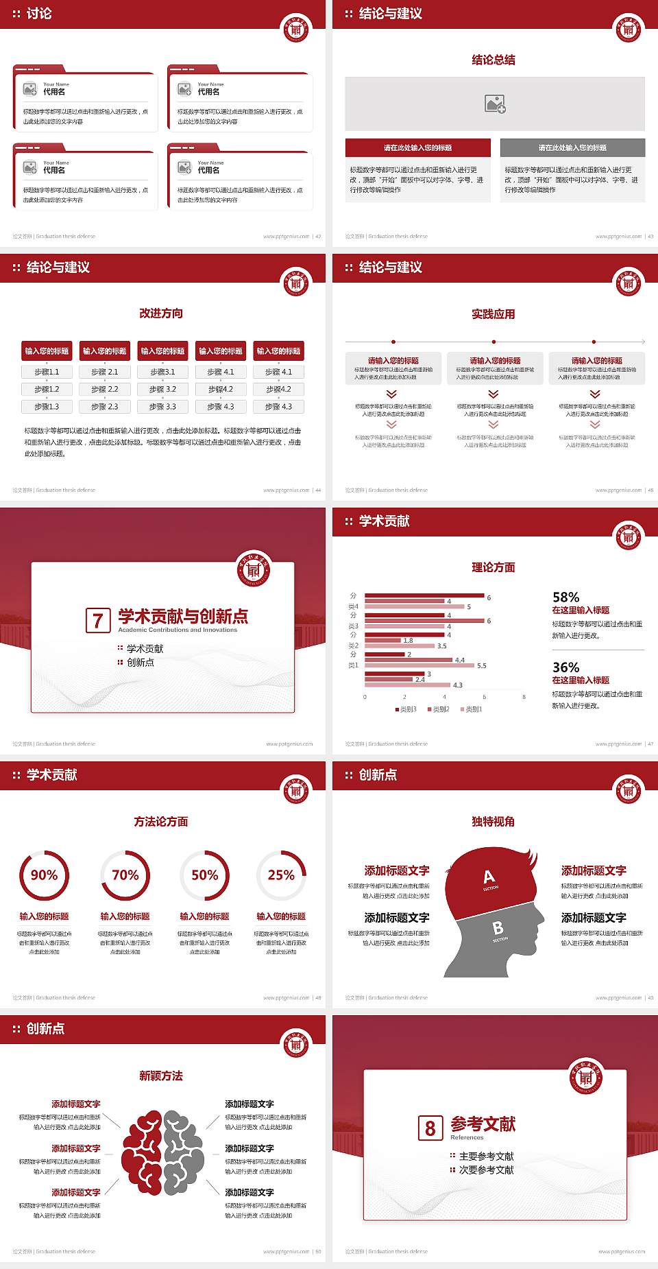 甘孜职业学院论文答辩标准PPT模板4:3格式幻灯片预览图6