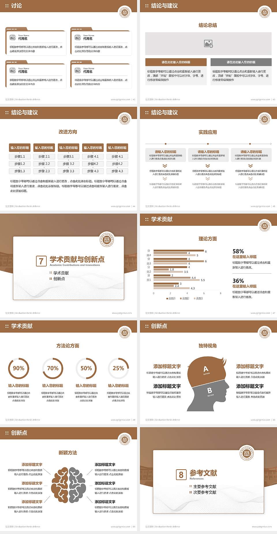 山西财经大学华商学院论文答辩标准PPT模板4:3格式幻灯片预览图6