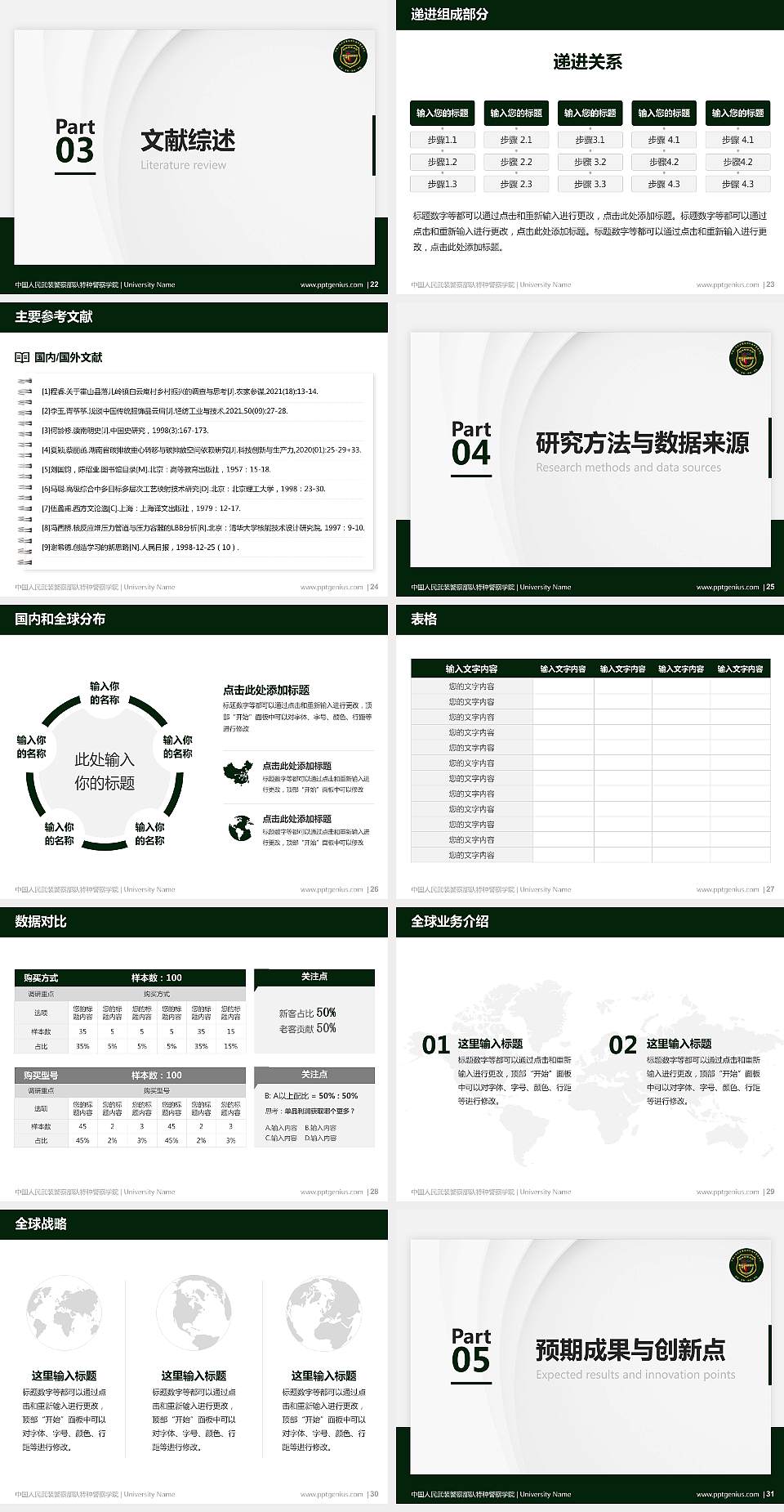 中国人民武装警察部队特种警察学院硕士研究生/本科生毕业论文答辩/开题报告通用PPT模板下载4:3格式幻灯片预览图4