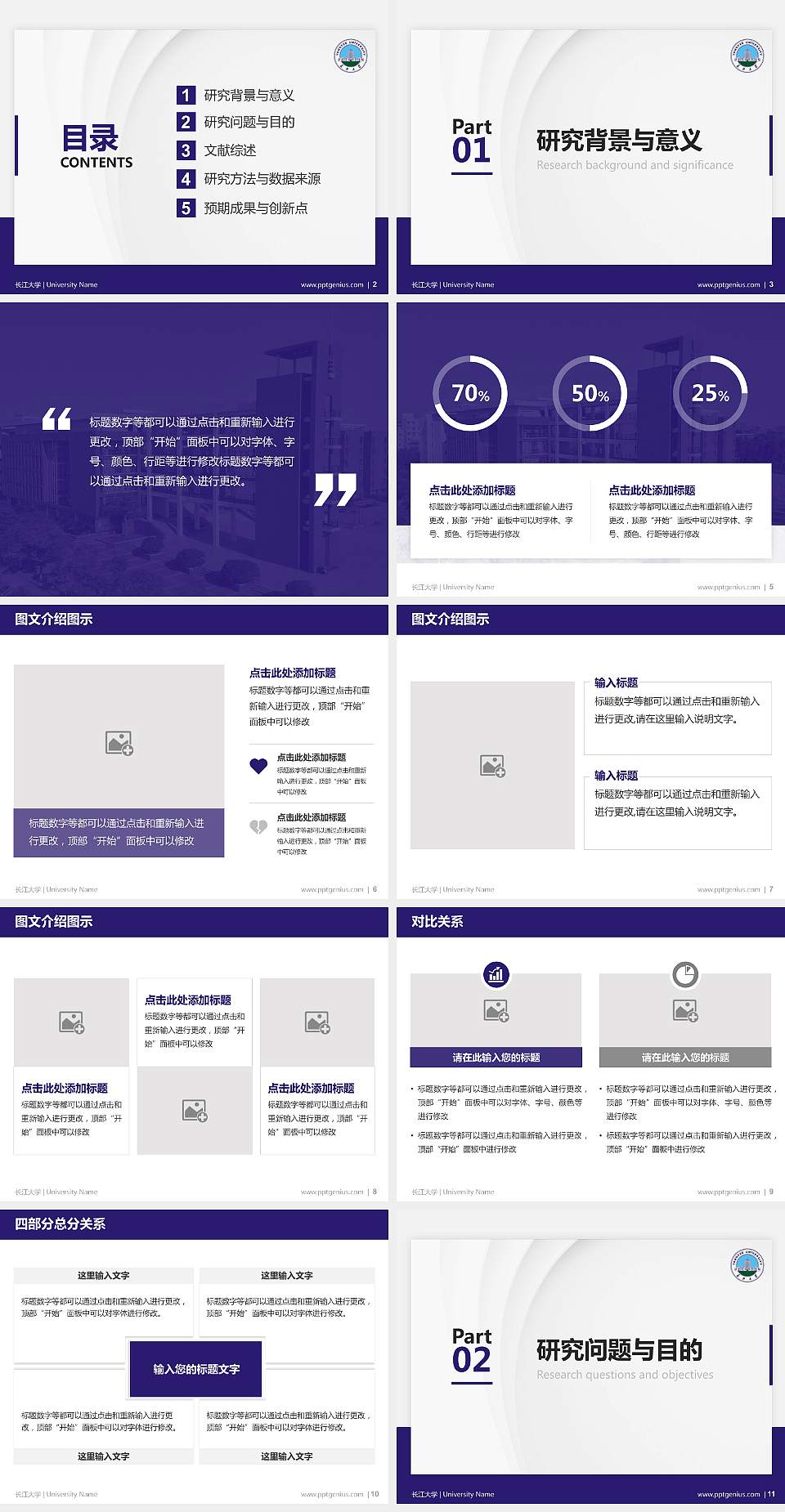 长江大学硕士研究生/本科生毕业论文答辩/开题报告通用PPT模板下载4:3格式幻灯片预览图2