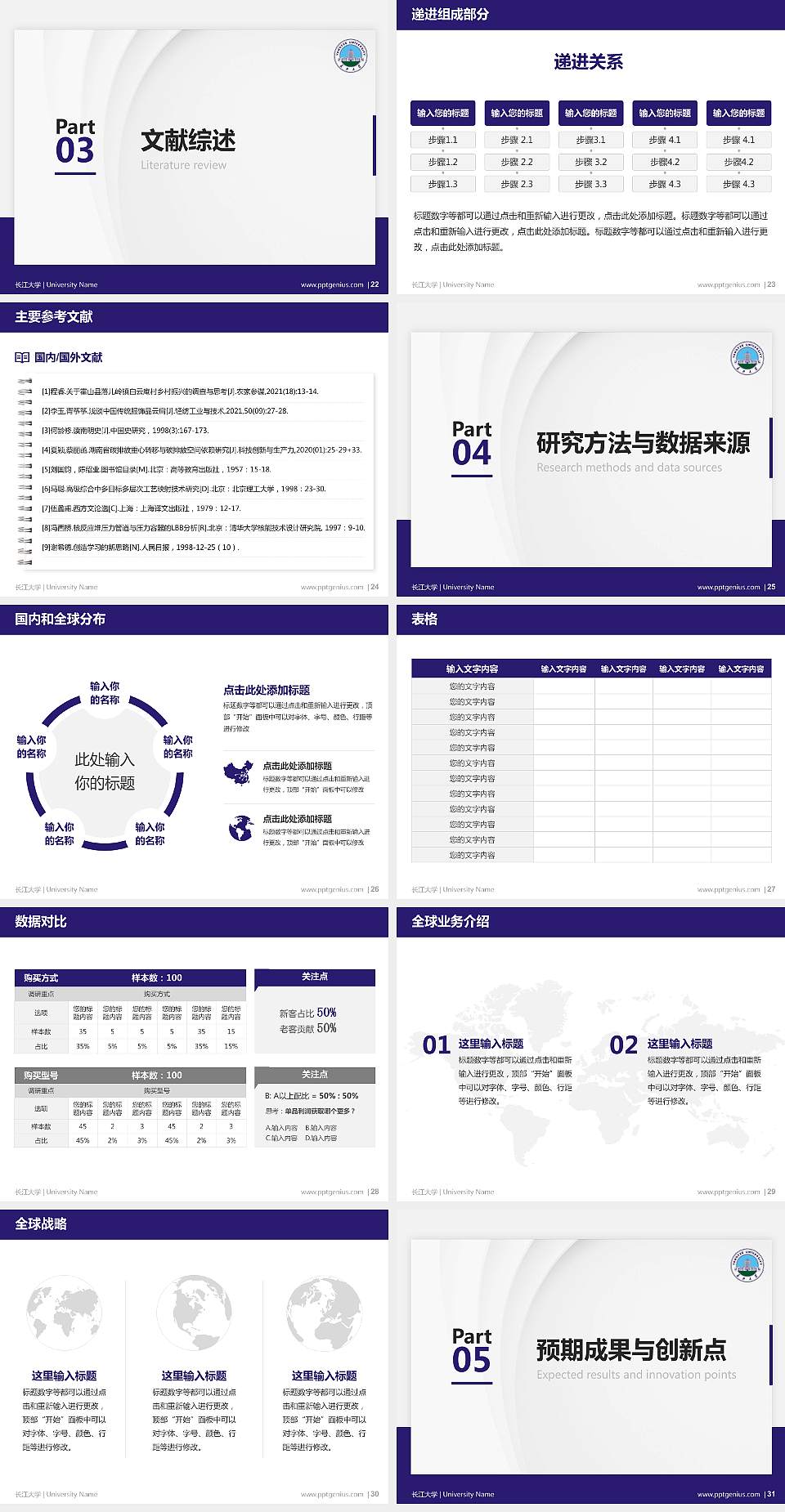 长江大学硕士研究生/本科生毕业论文答辩/开题报告通用PPT模板下载4:3格式幻灯片预览图4
