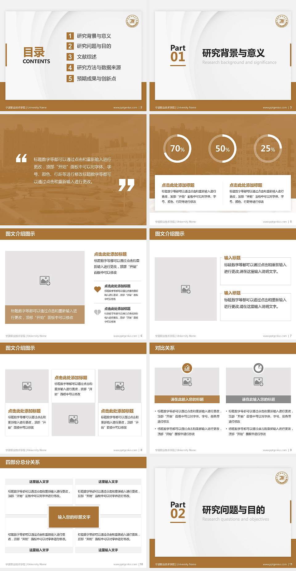 宁波职业技术学院硕士研究生/本科生毕业论文答辩/开题报告通用PPT模板下载4:3格式幻灯片预览图2