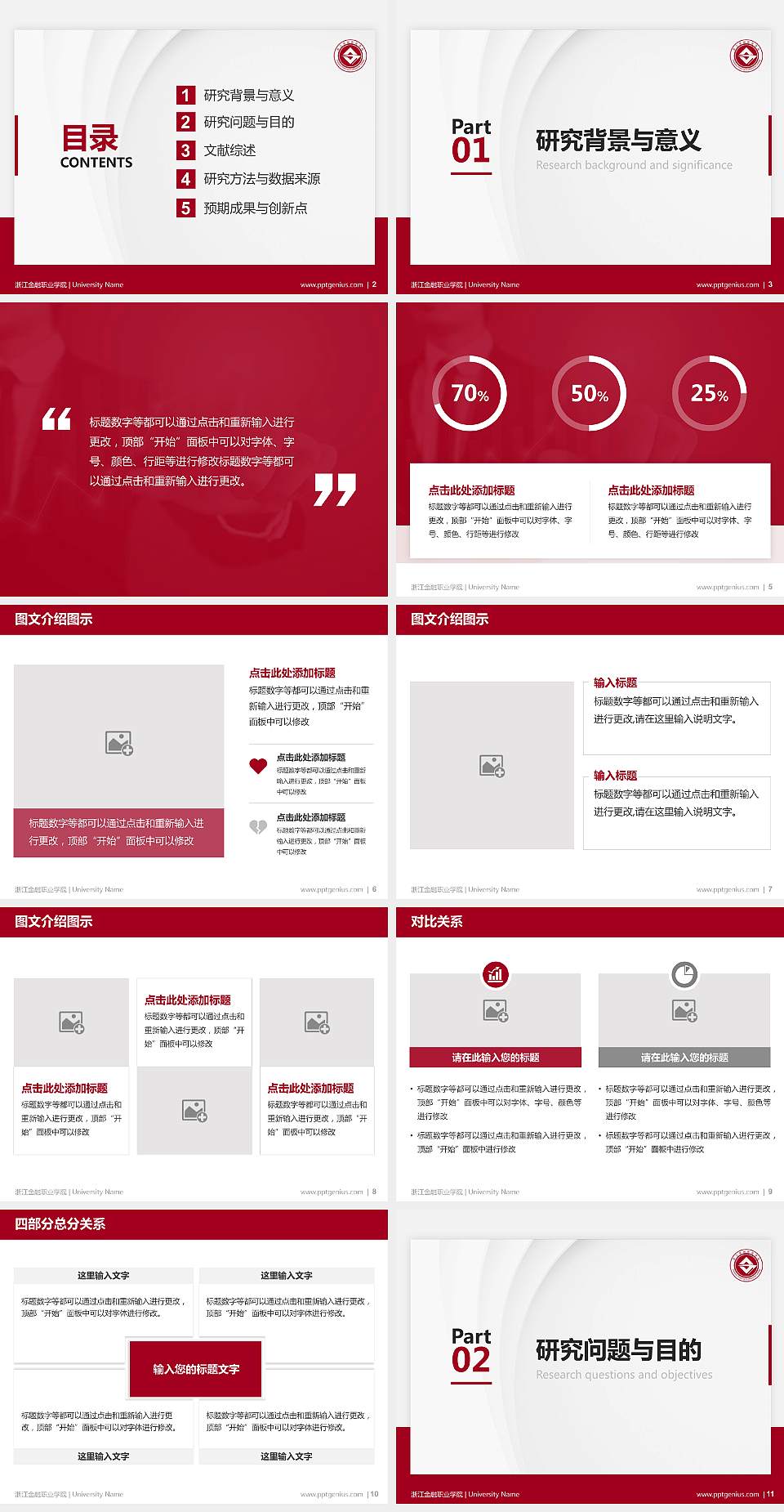 浙江金融职业学院硕士研究生/本科生毕业论文答辩/开题报告通用PPT模板下载4:3格式幻灯片预览图2