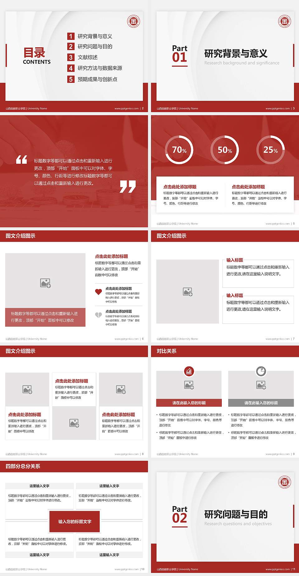 山西金融职业学院硕士研究生/本科生毕业论文答辩/开题报告通用PPT模板下载4:3格式幻灯片预览图2