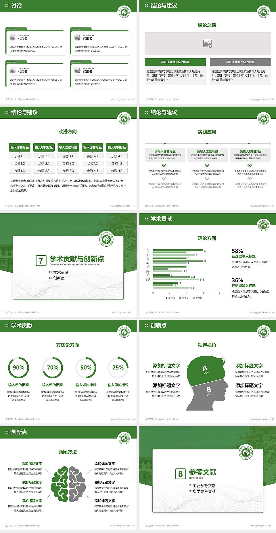 广东云浮中医药职业学院论文答辩标准PPT模板4:3格式幻灯片预览图6