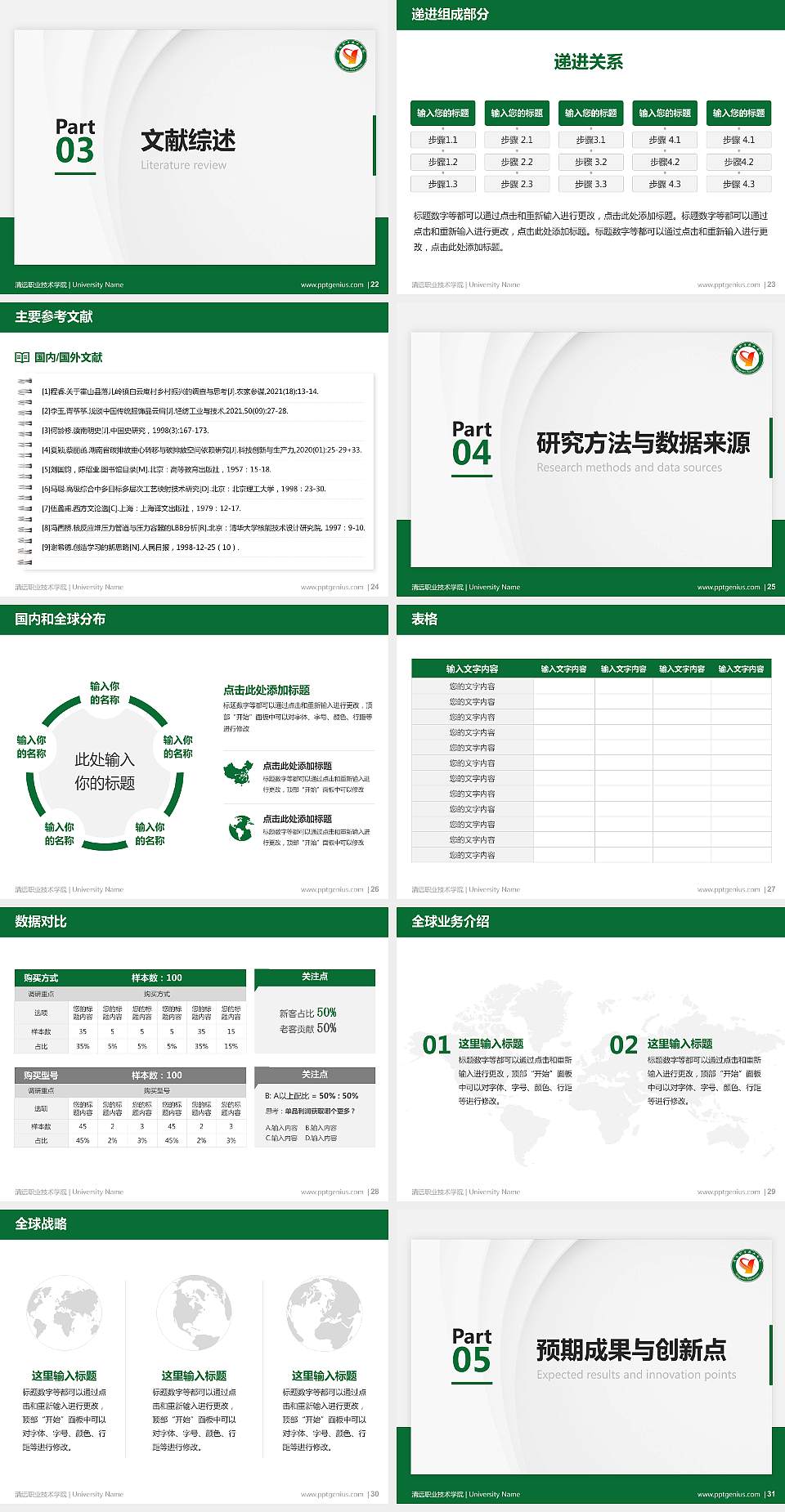 清远职业技术学院硕士研究生/本科生毕业论文答辩/开题报告通用PPT模板下载4:3格式幻灯片预览图4