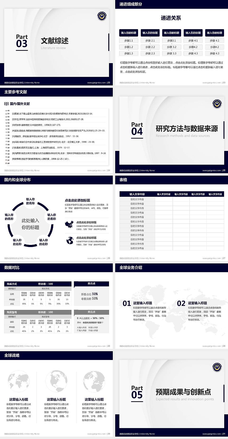 湖南司法警官职业学院硕士研究生/本科生毕业论文答辩/开题报告通用PPT模板下载4:3格式幻灯片预览图4