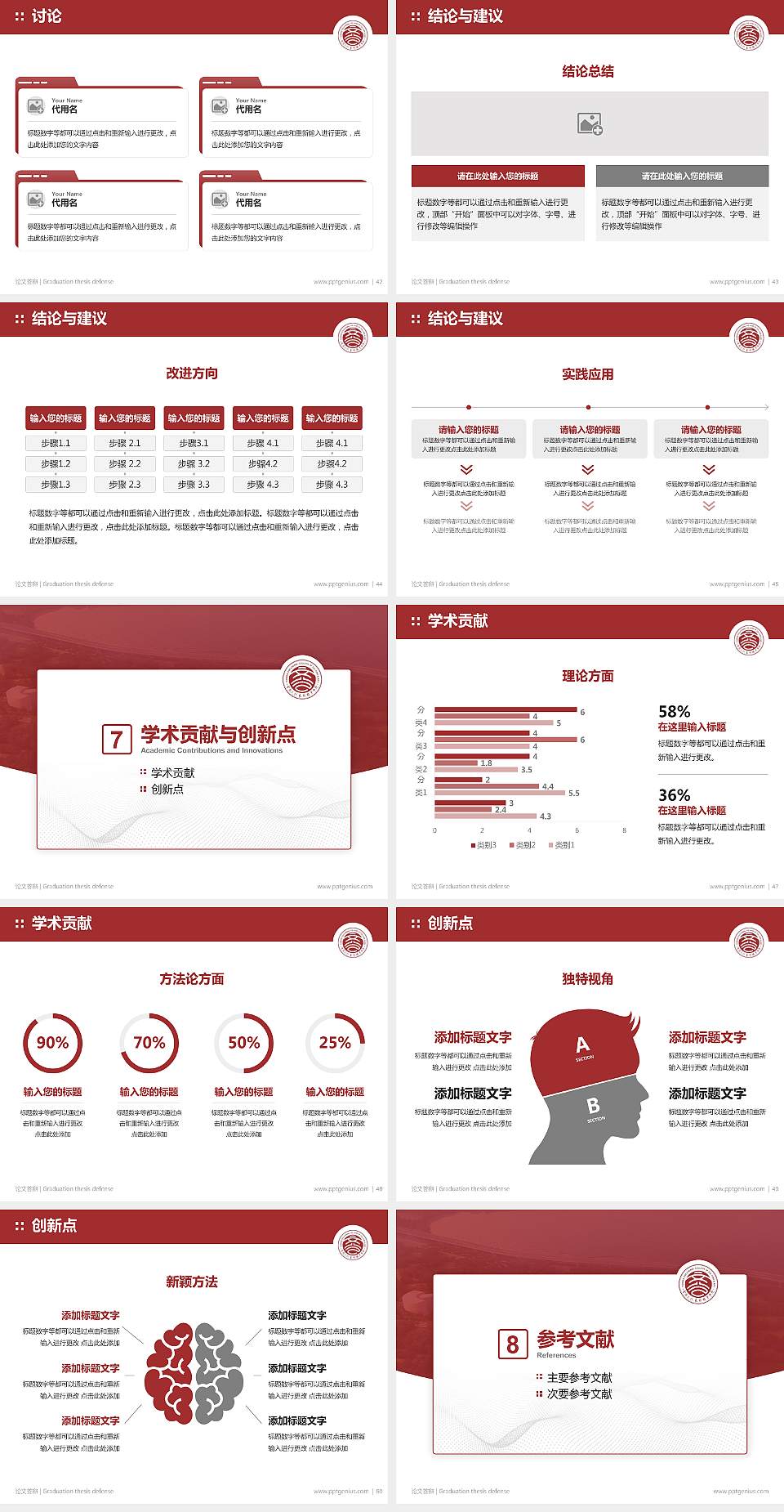 云南文化艺术职业学院论文答辩标准PPT模板4:3格式幻灯片预览图6