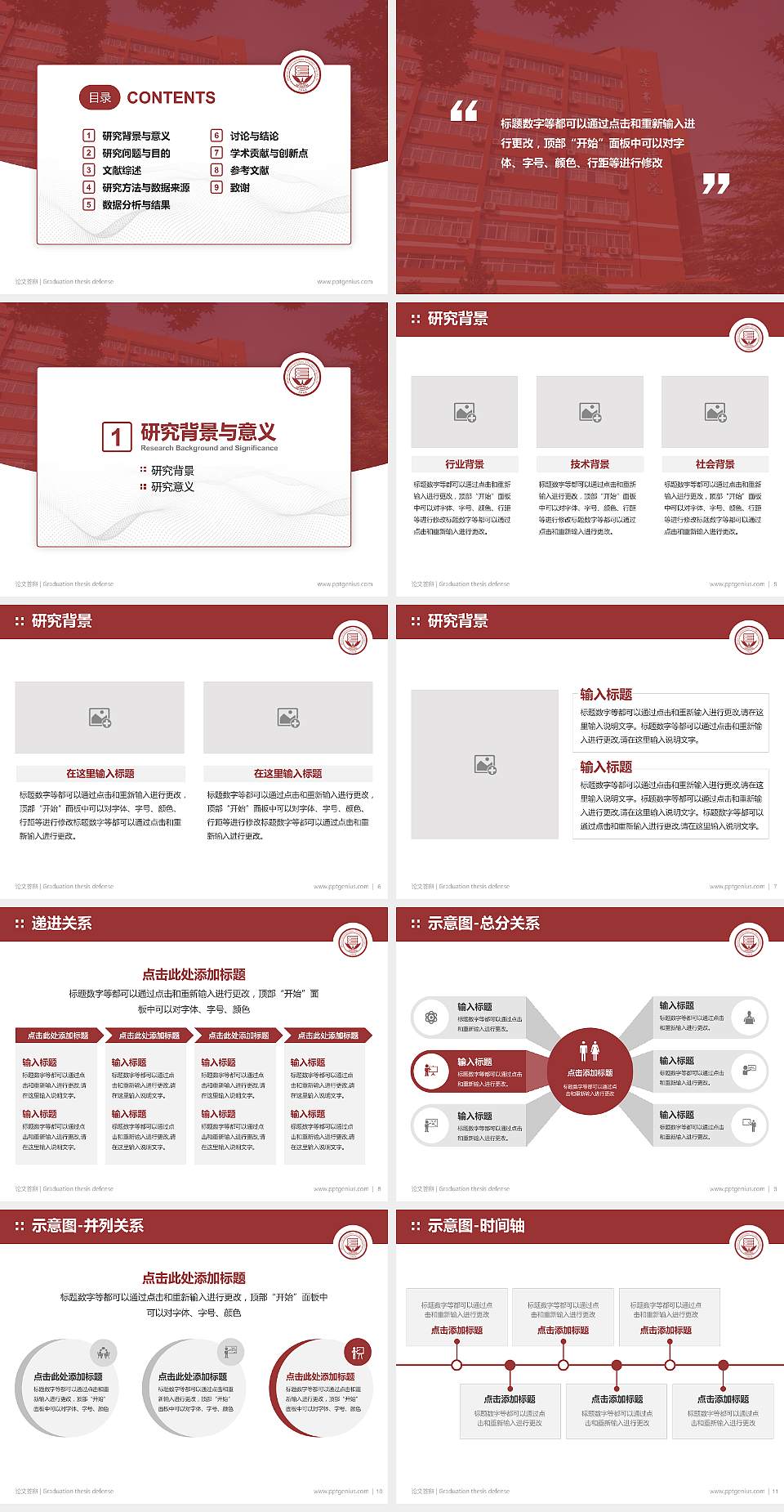 北京第二外国语学院论文答辩标准PPT模板4:3格式幻灯片预览图2