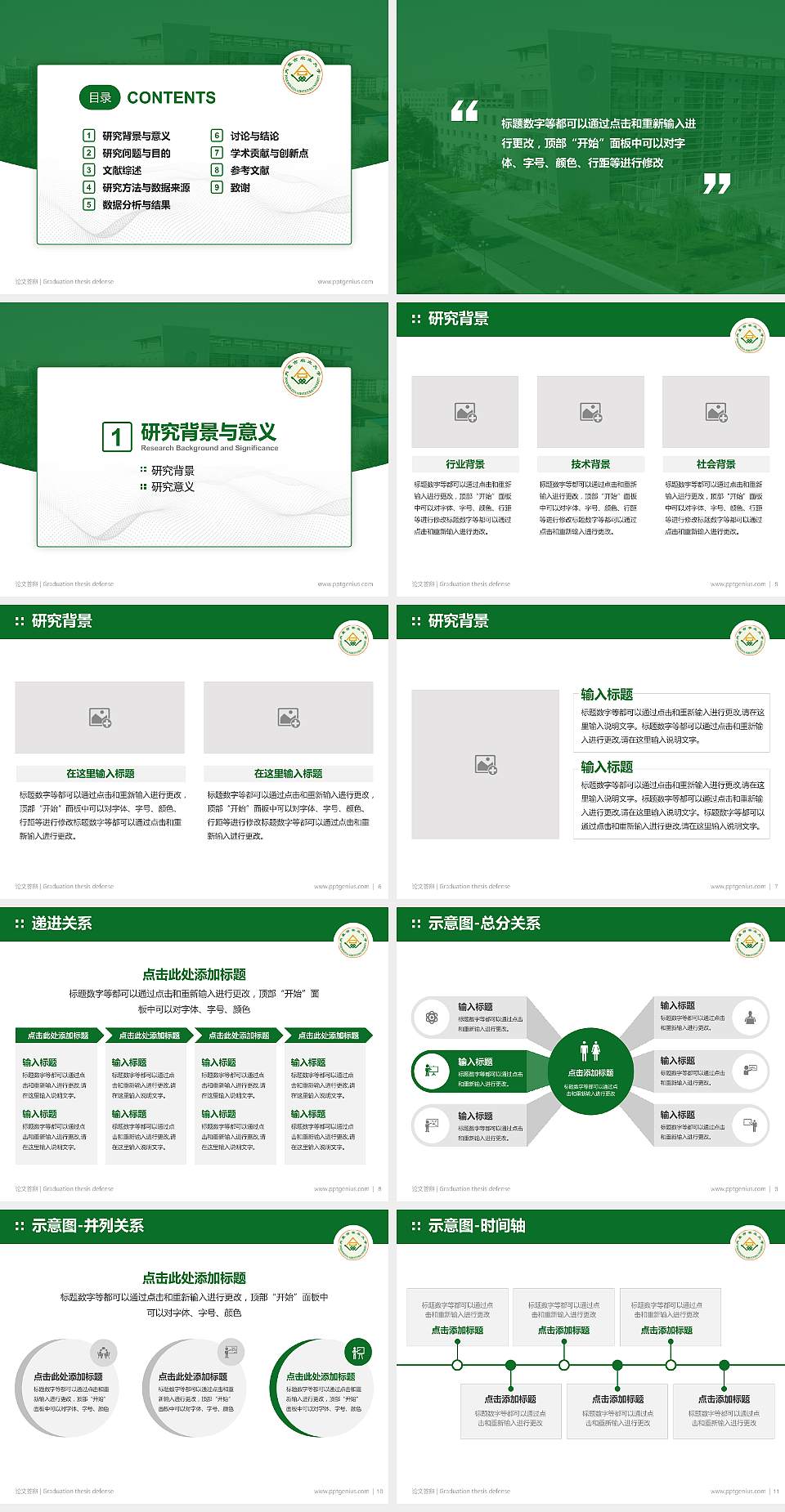 内蒙古农业大学论文答辩标准PPT模板4:3格式幻灯片预览图2